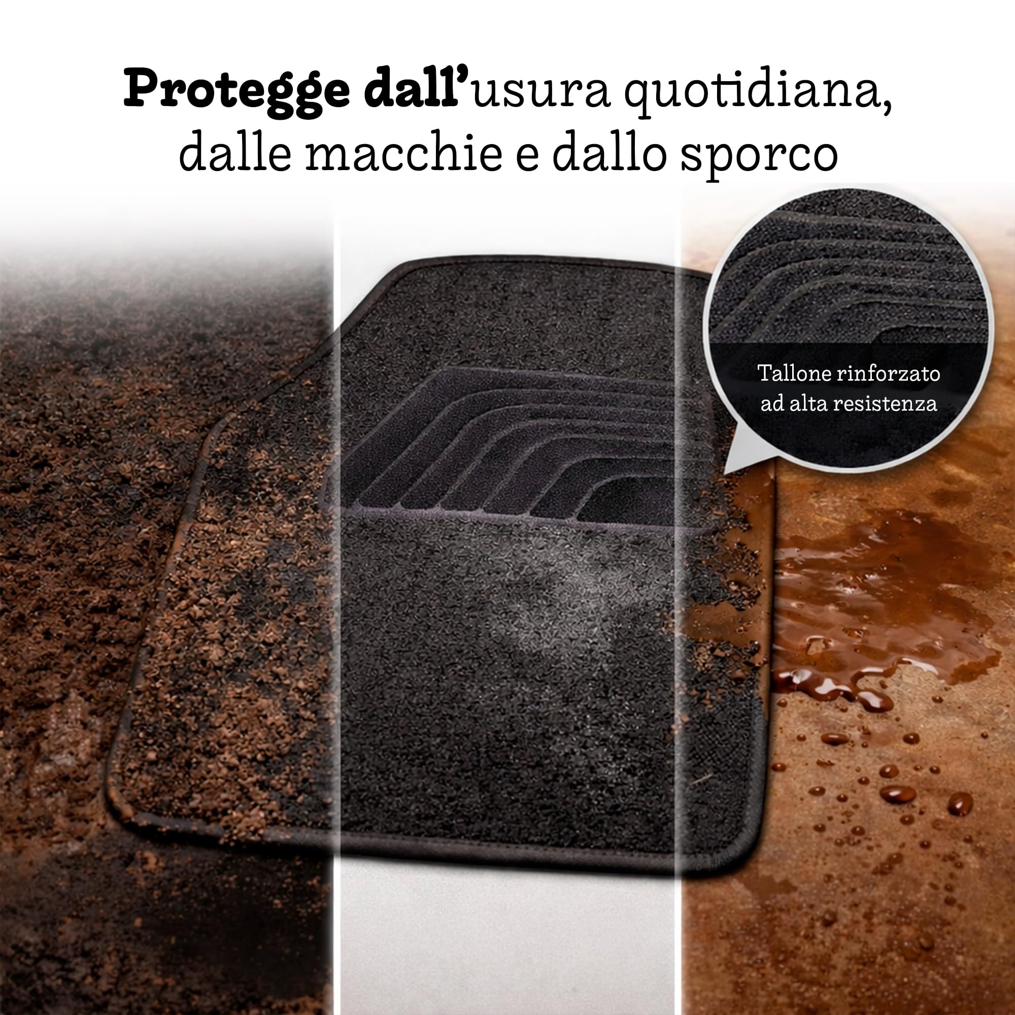Tappetini auto universali, confezione da 4 pezzi (2 anteriori + 2 posteriori), tappetini auto in moquette, tappetino antiscivolo auto, facili da pulire, accessori interni per auto.