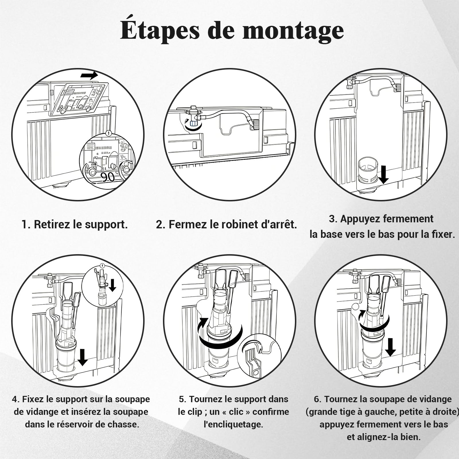 Mécanisme de Chasse d'Eau WC Compatible avec TECE, Siège de Vanne, Unité d'Étranglement, Levier de Commande. Référence de Remplacement 9820223, 1 Pièce