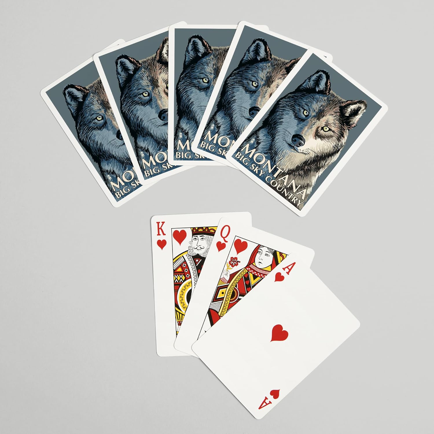 Lantern Press Wolf Up Close, Montana Big Sky, 52 Playing Cards for Adults, Poker Size Card Deck