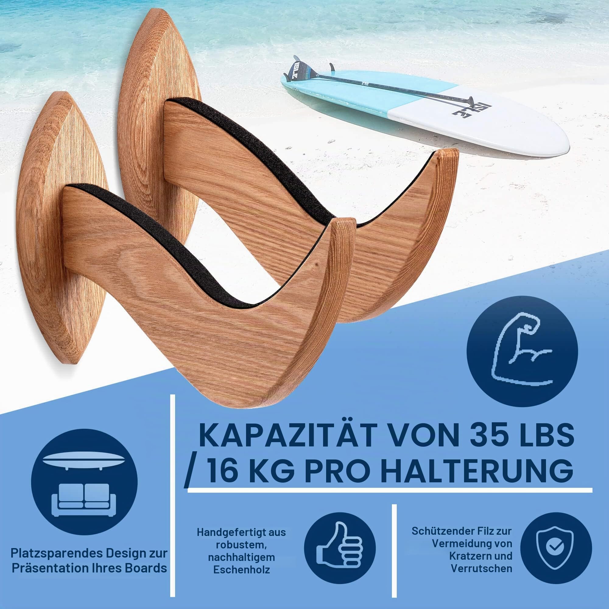 Hang 11 Surfboard Wandhalterung,Rack für Surfboard, Snowboard, Longboard, Skateboard, Wakeboard, der perfekte Ständer zum Präsentieren Ihrer Boards, horizontaler Aufhänger zur Aufbewahrung