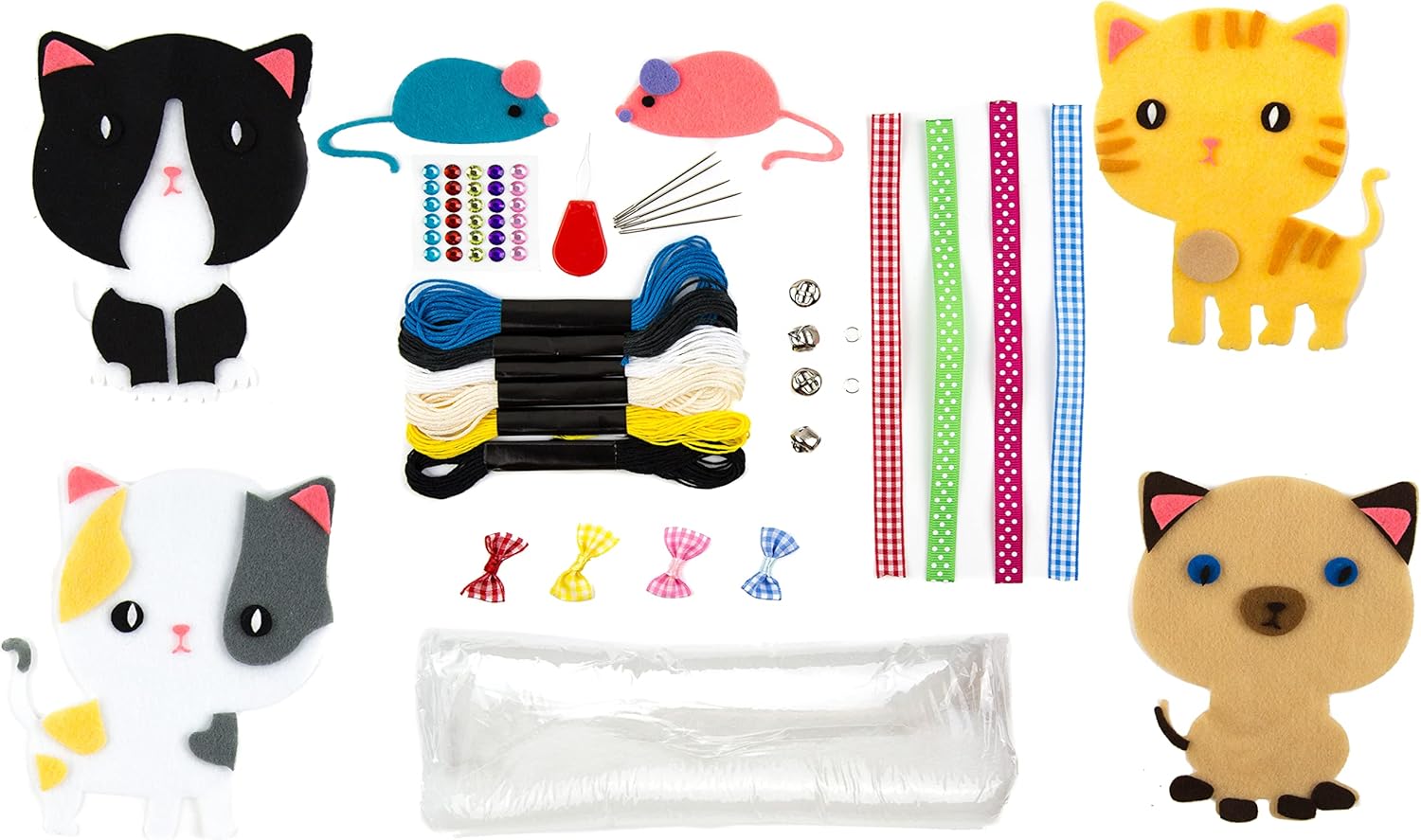 Madam Posy Design Kitty Friends Sewing Kit for Kids; DIY Art and Kitten Craft Kits; Beginner Stuffed Animal Felt Plush Crafts; Fun Creative Art Projects Gifts for Girls and Boys Ages 6, 7, 8 – 12 : Toys & Games