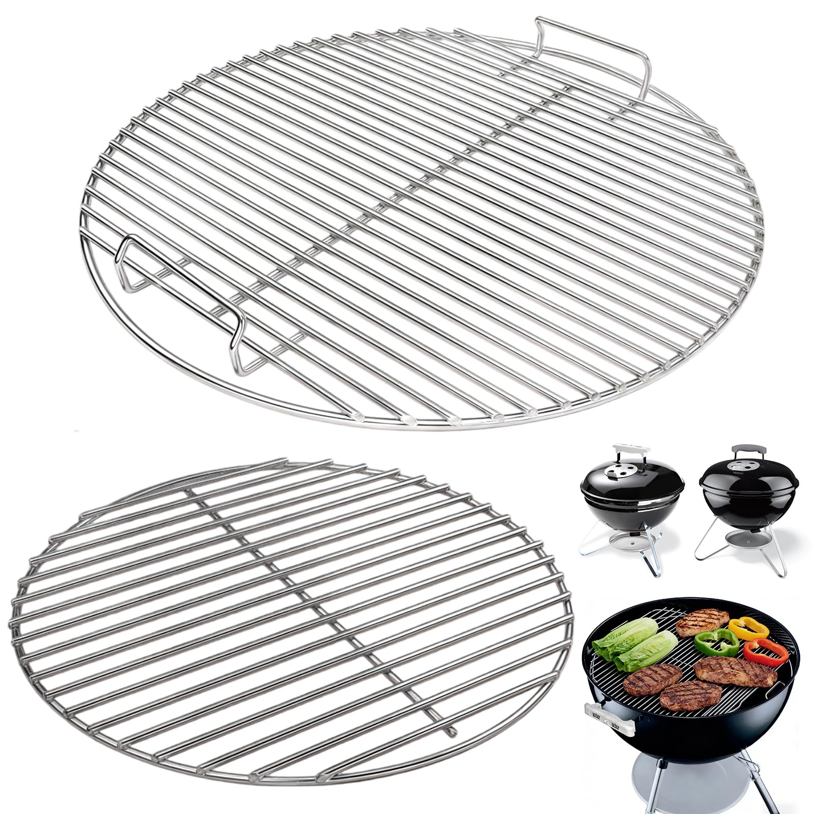 Cooking Grate Charcoal Grate Replacement Parts for Weber 18.5 Inch One-Touch,Smokey Mountain,Original Kettle Grill,Jumbo Joe,Bar-B-Kettle,Stainless Steel BBQ Parts for Weber 7432 7440