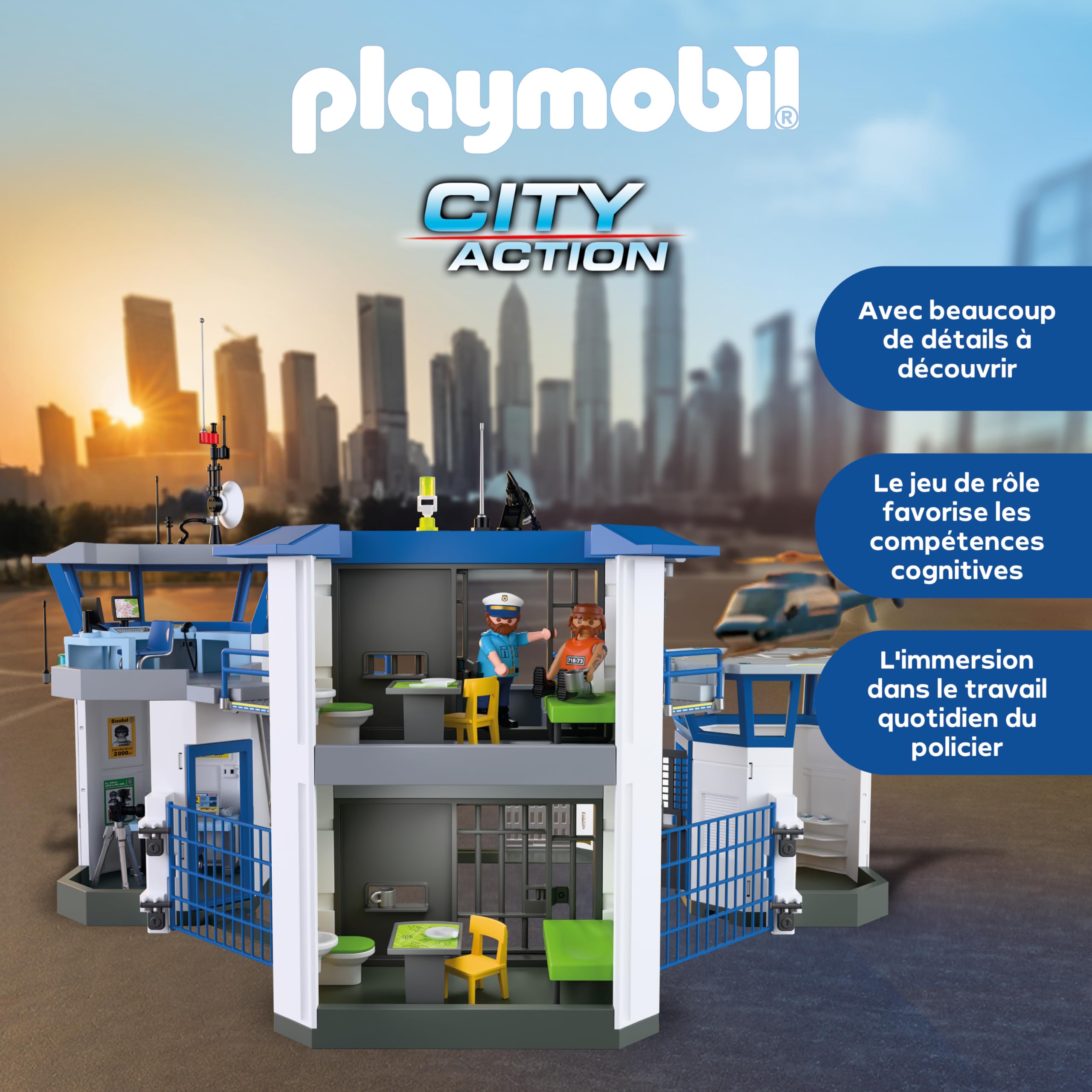 Playmobil | Action Heroes | Centre de Commandement de la Police | Jouets de Police | Jouets d'aventures | Jouet pour Enfants à partir de 4 Ans | avec Figurines & Accessoires | 71873