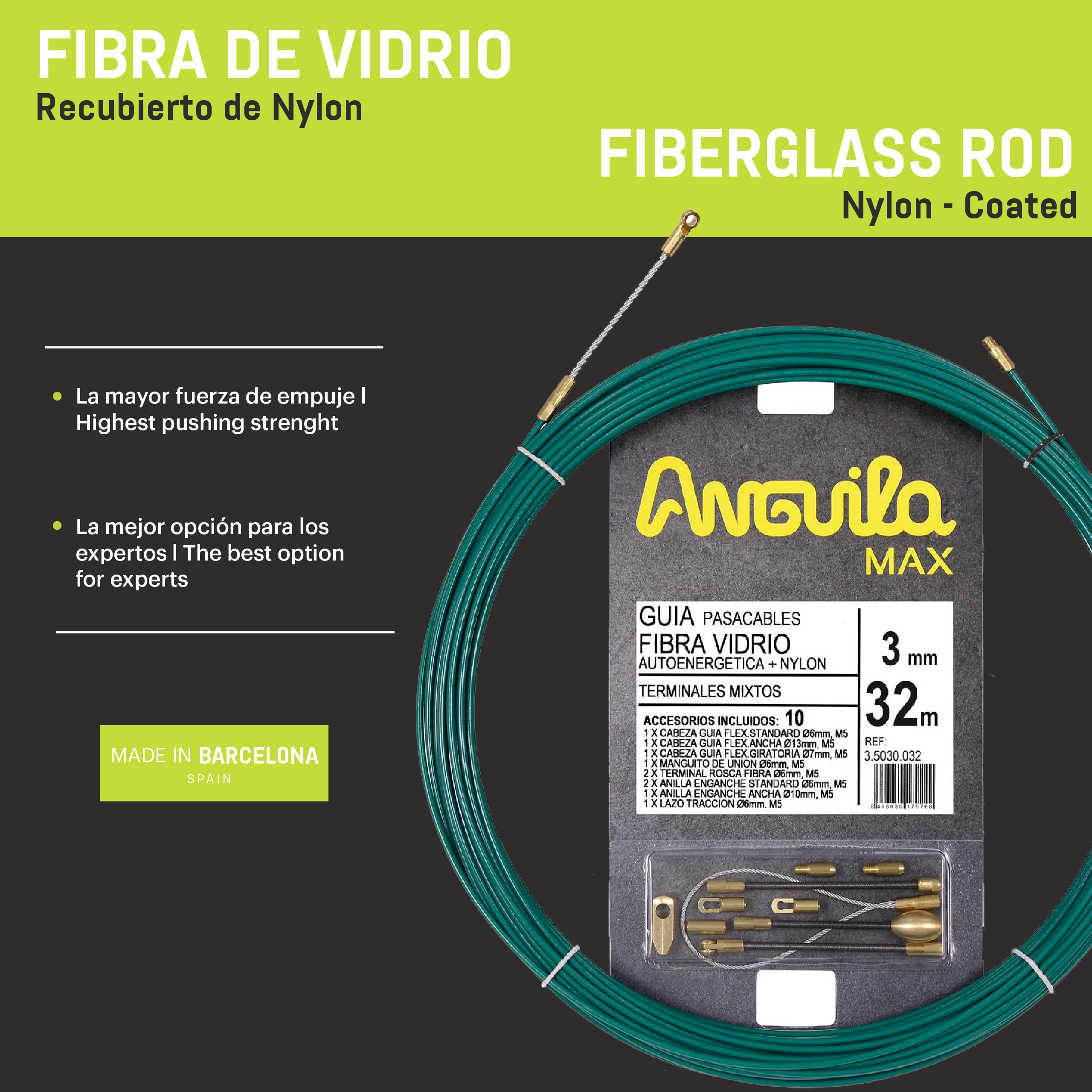 Anguila Max Enrollador Winder con Guía Poliéster Mono T. Mixtos ⌀3mm 32m