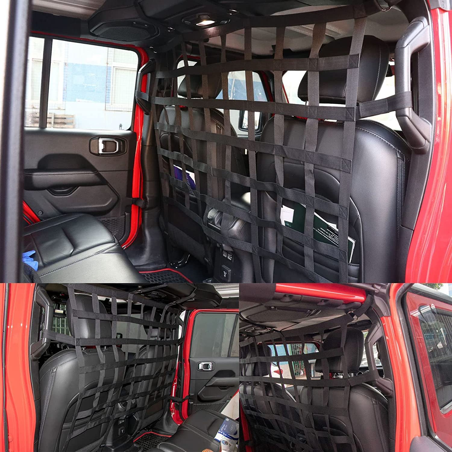 Tylna przegroda siedzenia, siatka bagażowa, bariera samochodowa dla psa do Jeep Wrangler JK JL Gladiator JT 2007-2026 2/4-drzwiowy,Black