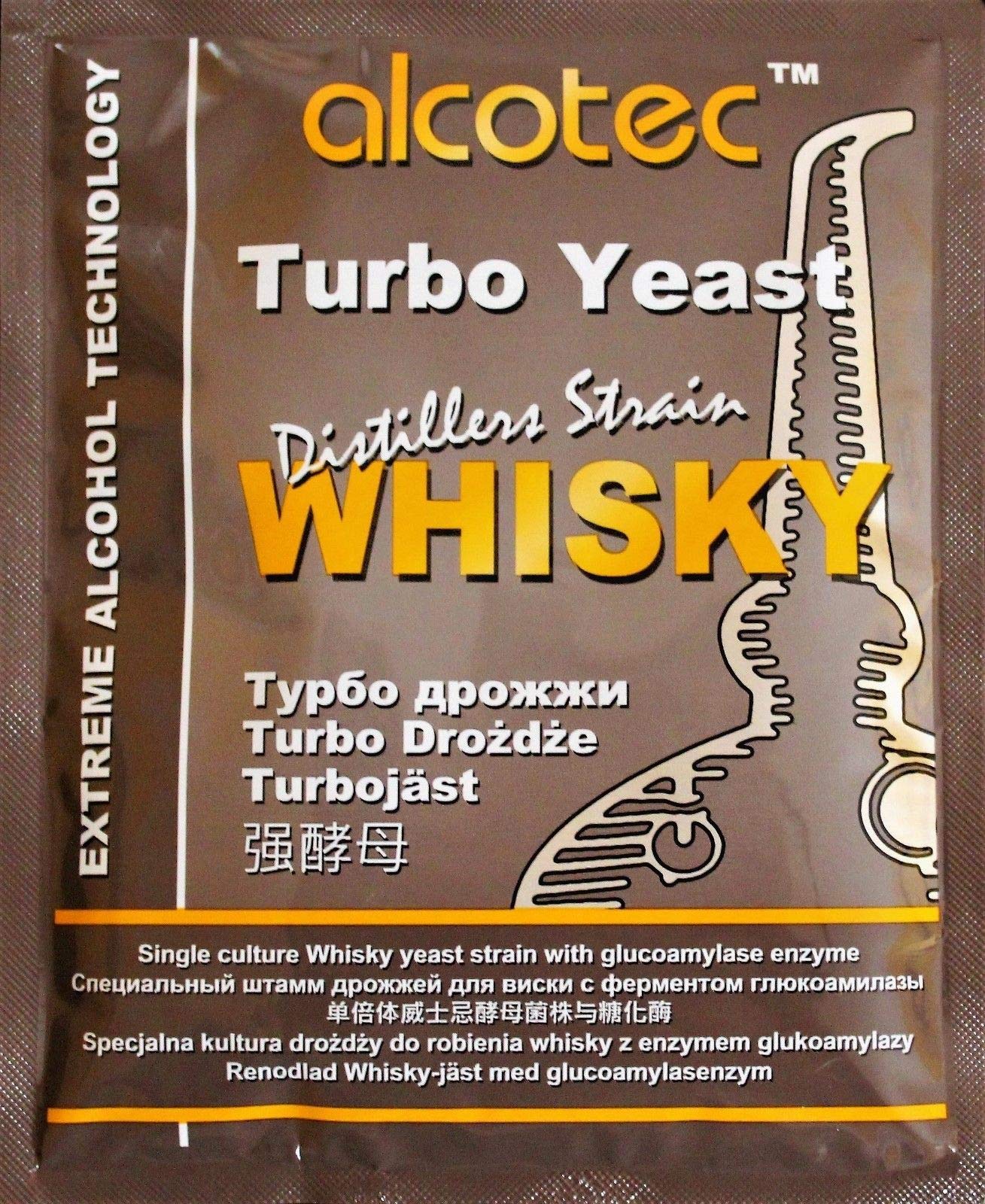AlcoTec HUGBERT Turbohefe Whisky + GA Enzym Alkohol Gärhefe Hefe Brennhefe, 5 Stück