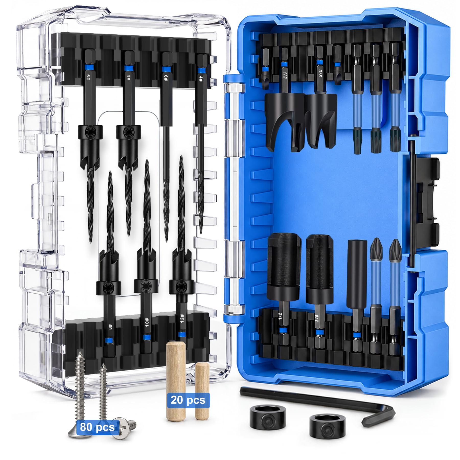 AKSC Countersink Drill Bit Set - 22 Bits + 100 Accessories -1