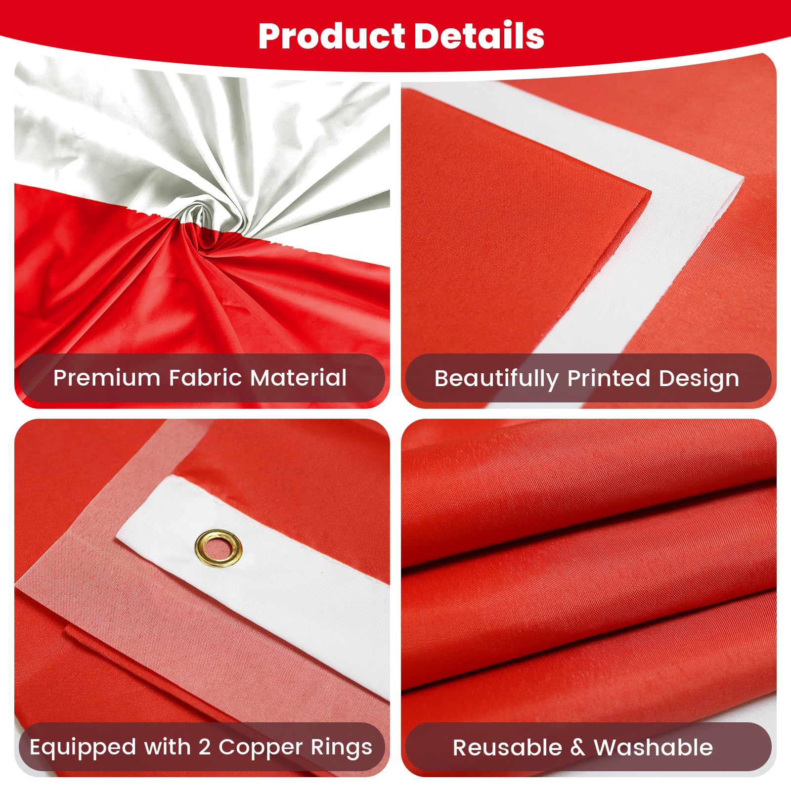 PartyYaa Polish Flag, 5ft x 3ft Poland Flag for Party Decoration Single Side with 2 Brass Eyelets, Waterproof - Image 3