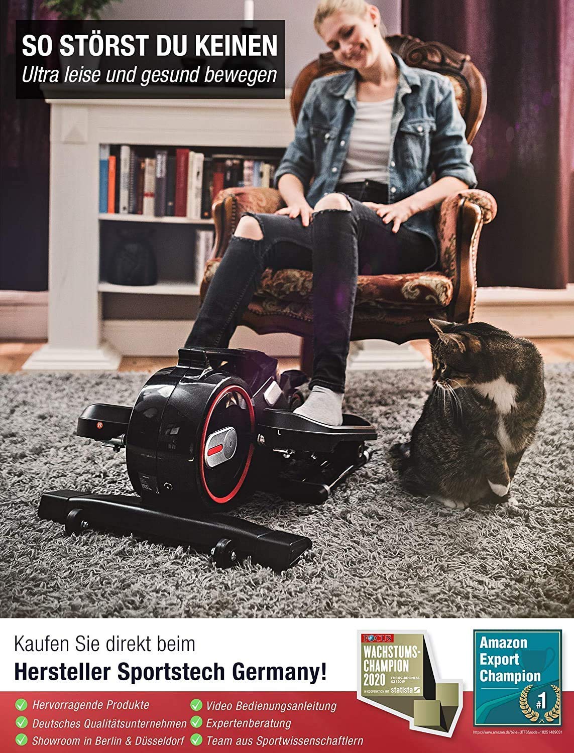 Mini ellittica da Allenamento Bluetooth con App Cyclette ellittica Passo-Passo per Esercizi in Ufficio a casa Pedale di Salute sul Posto di Lavoro Trainer