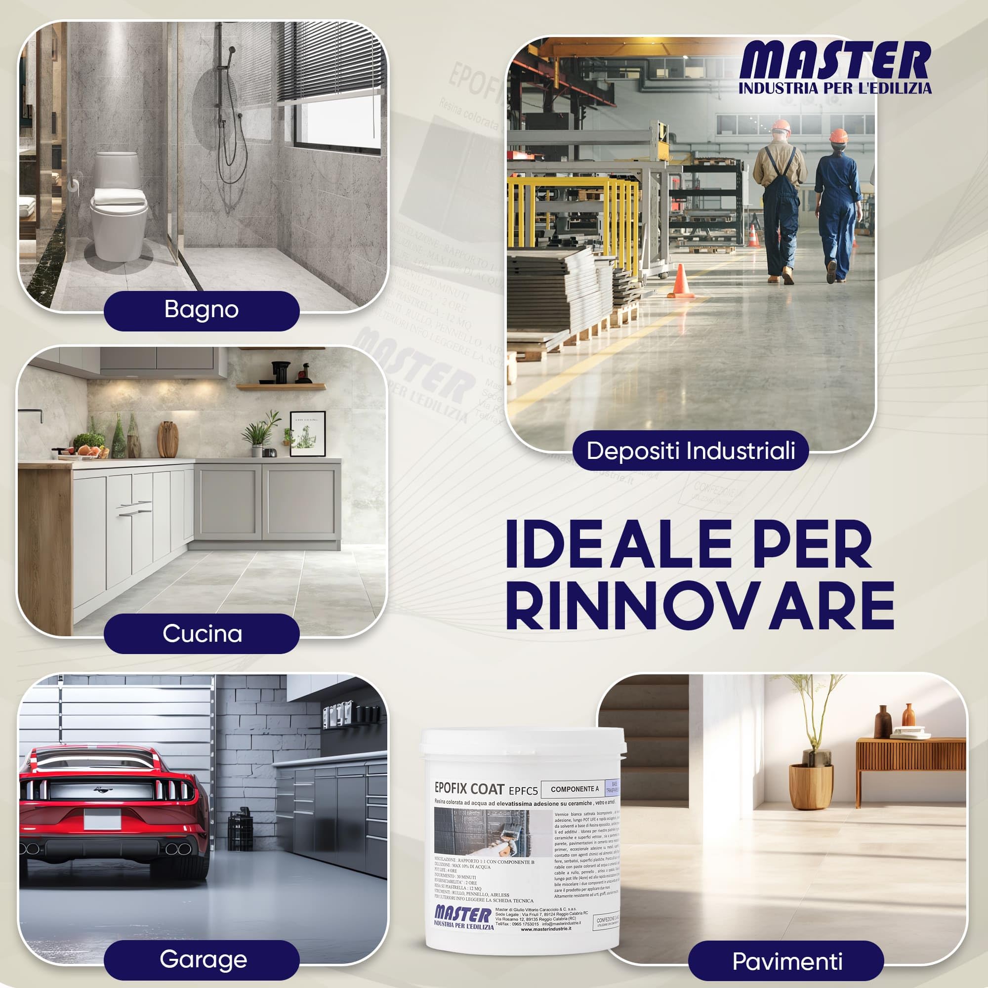 Résine époxy pour sols intérieurs et extérieurs | Peinture carrelage salle de bain cuisine ciment garage | Jusqu'à 12 m² par couche
