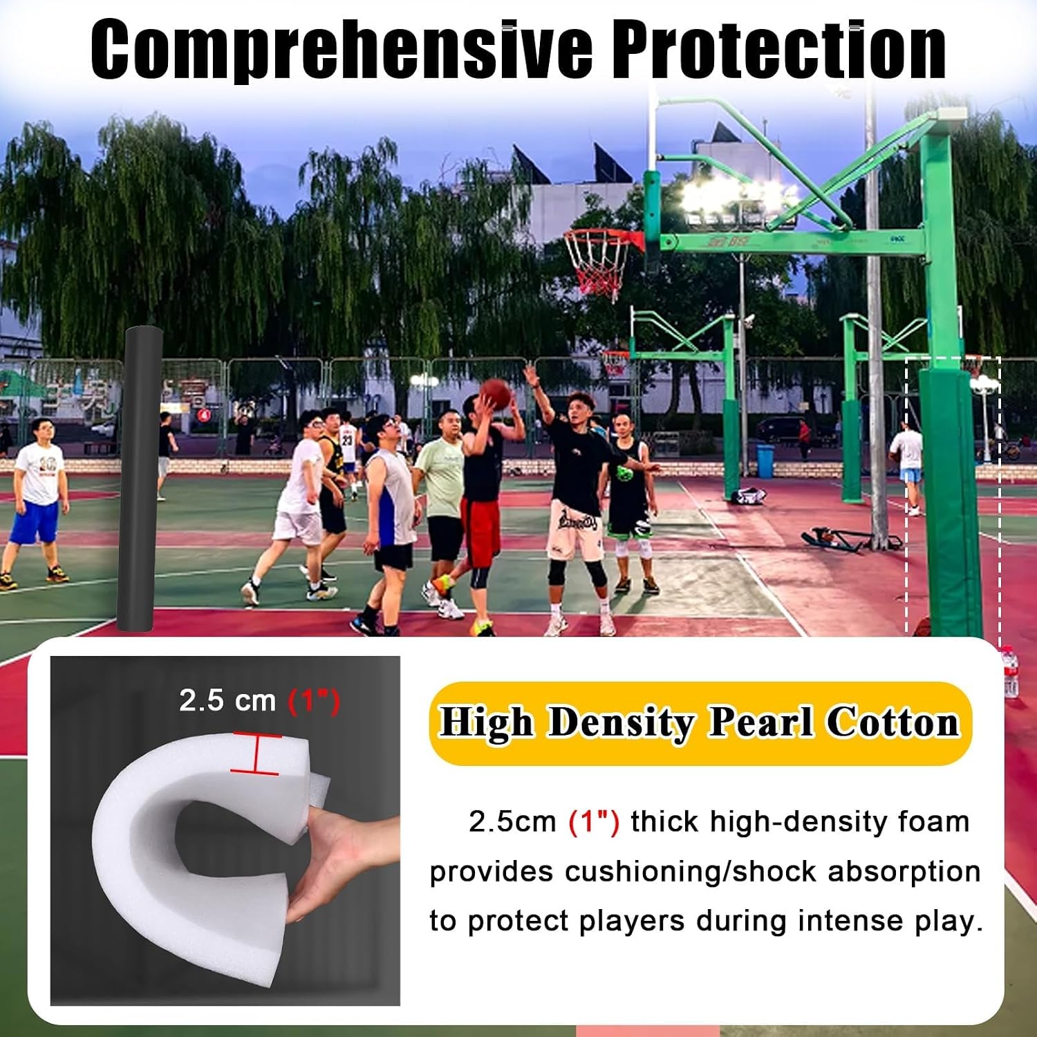 Tennis Court Pole Padding Basketball Pole Pads, Square Poles Padding for Playground, Gym and Basketball Hoop, Waterproof Garage Pillar Protector Paddings,Red,5"x5"