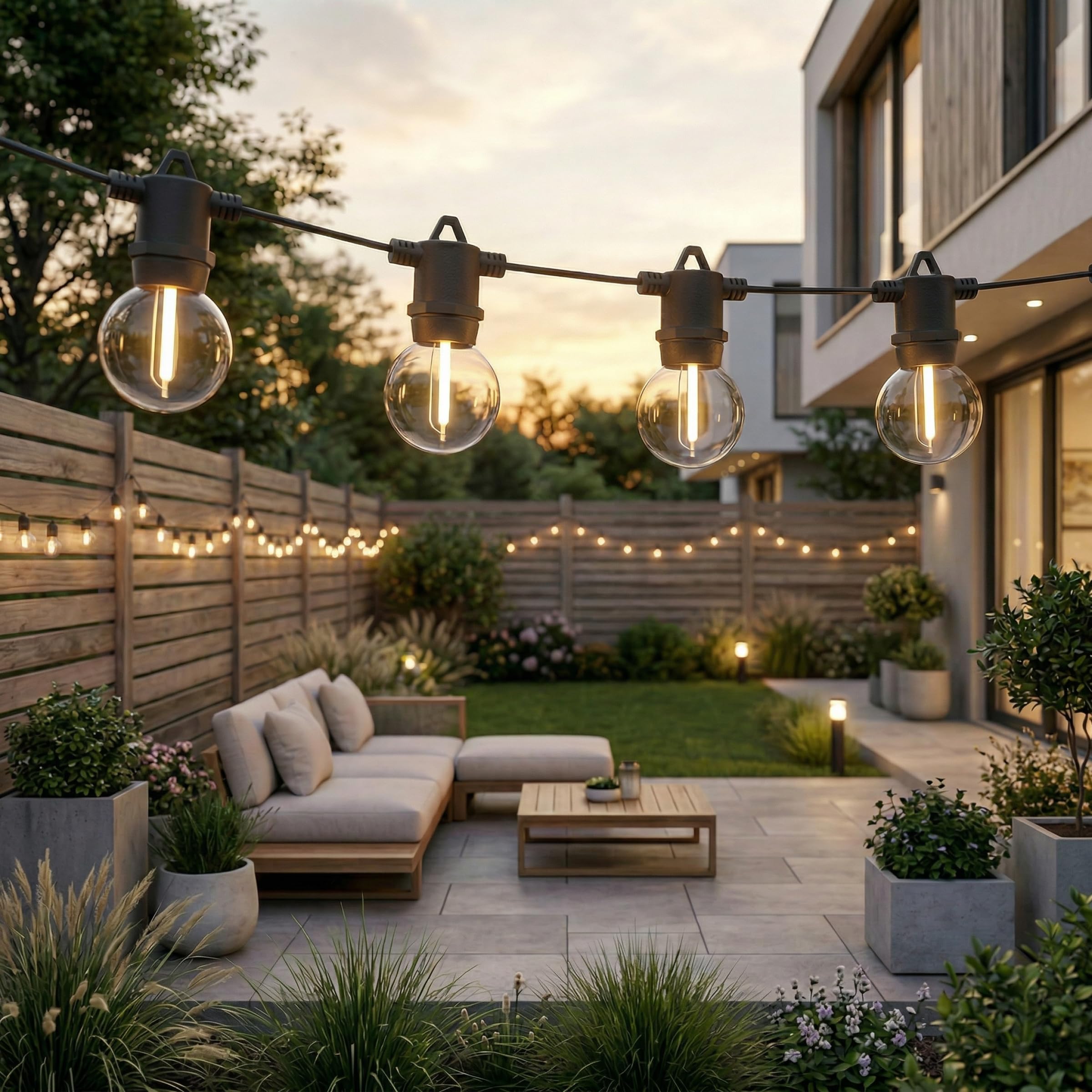 CALEX Vista Guirlande Solaire 10 m/33 pi, Éclairage LED de Jardin, 20 Ampoules, Guirlande Étanche IP44, Éclairage Chaleureux, Télécommande Incluse