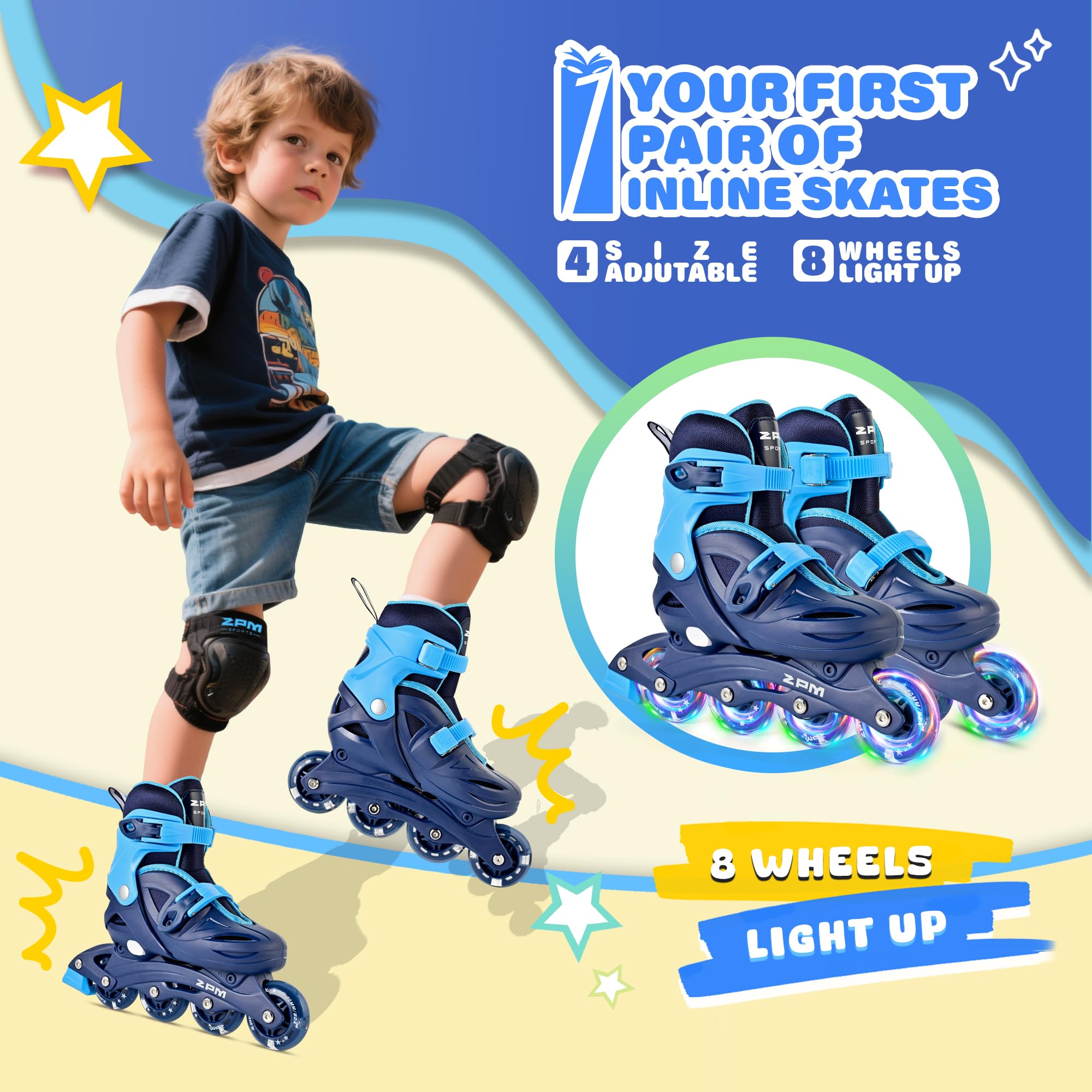 Patines de ruedas ajustables en línea con ruedas iluminadas | Walmart