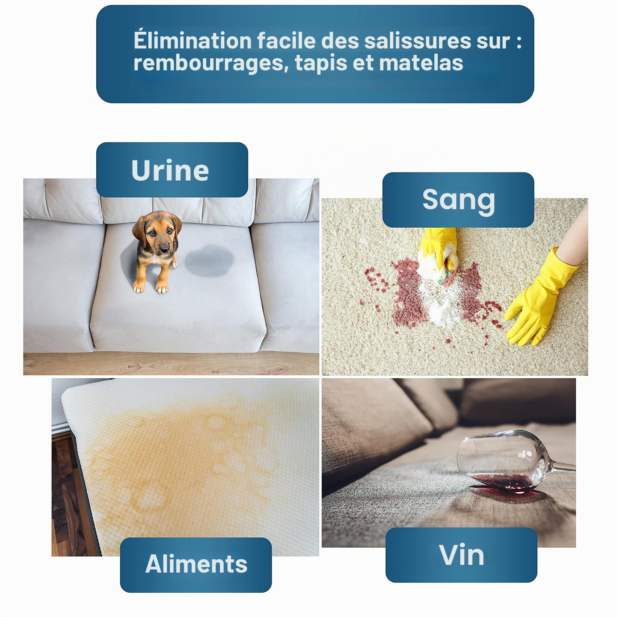 KLARBERG® Lot de 4 nettoyeurs concentrés de 1 l - Pour canapé, tapis, sièges de voiture, textiles et bien plus encore - Convient pour les aspirateurs de lavage, les aspirateurs humides et le nettoyage