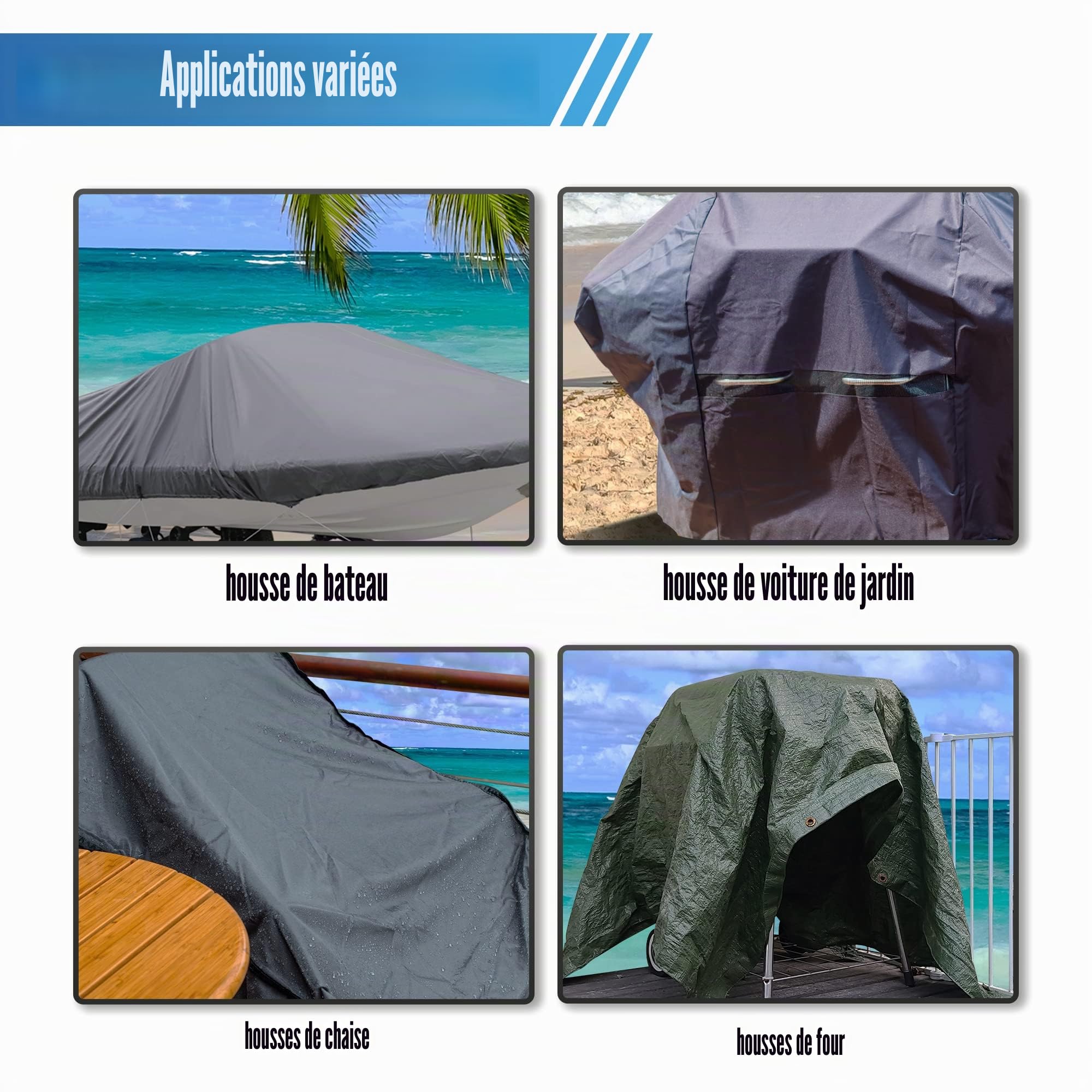 X AUTOHAUX Lot de 2 poteaux de Support de bâche de Bateau réglables en Hauteur de 30,5 cm à 137,2 cm