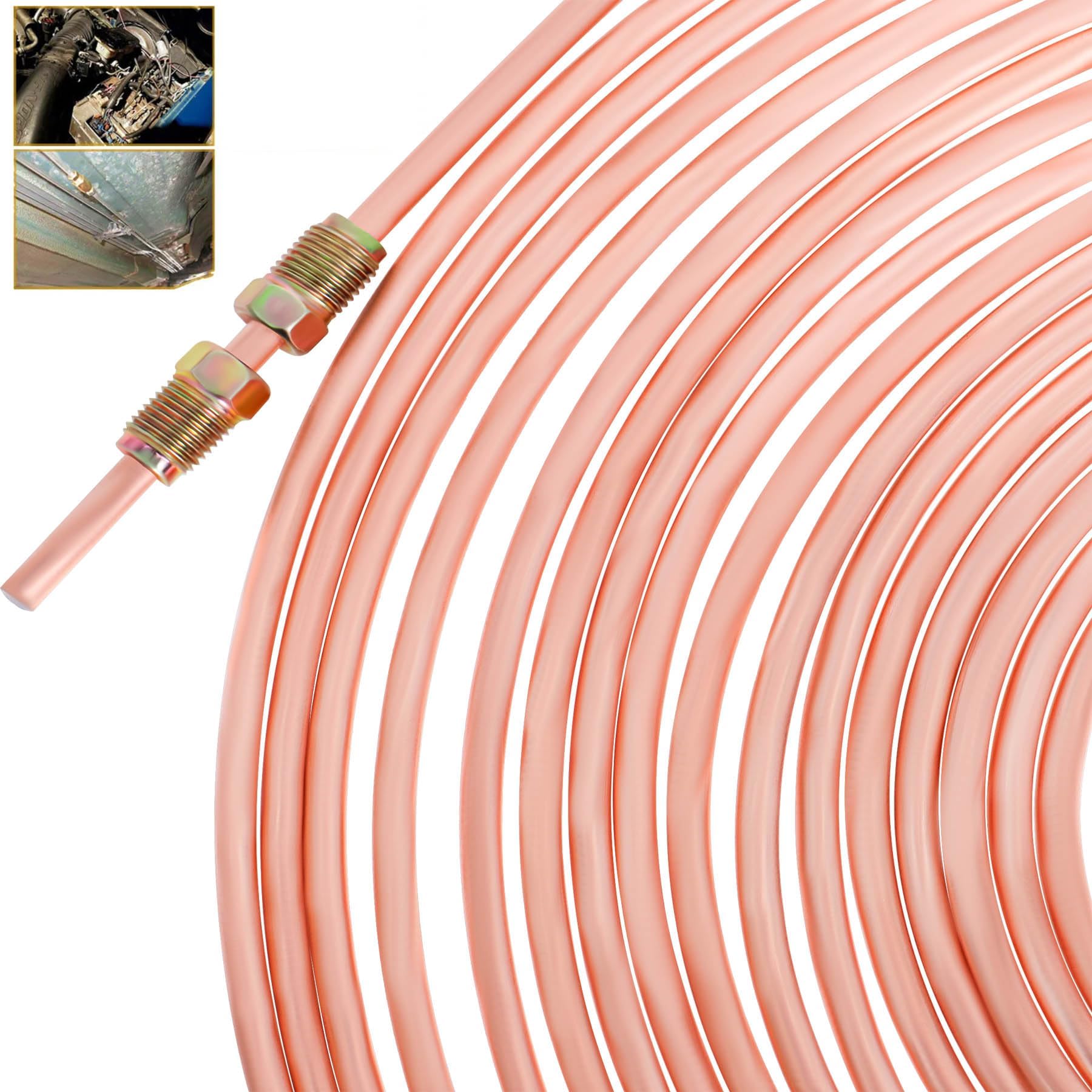 Tuyau de Frein 10 m, Diamètre Extérieur 5 mm, avec 20 Raccords | Conduite de Frein 3/16 Pouce pour Automobile, à Couper et Cintrer pour Réparation et Remplacement selon le Besoin