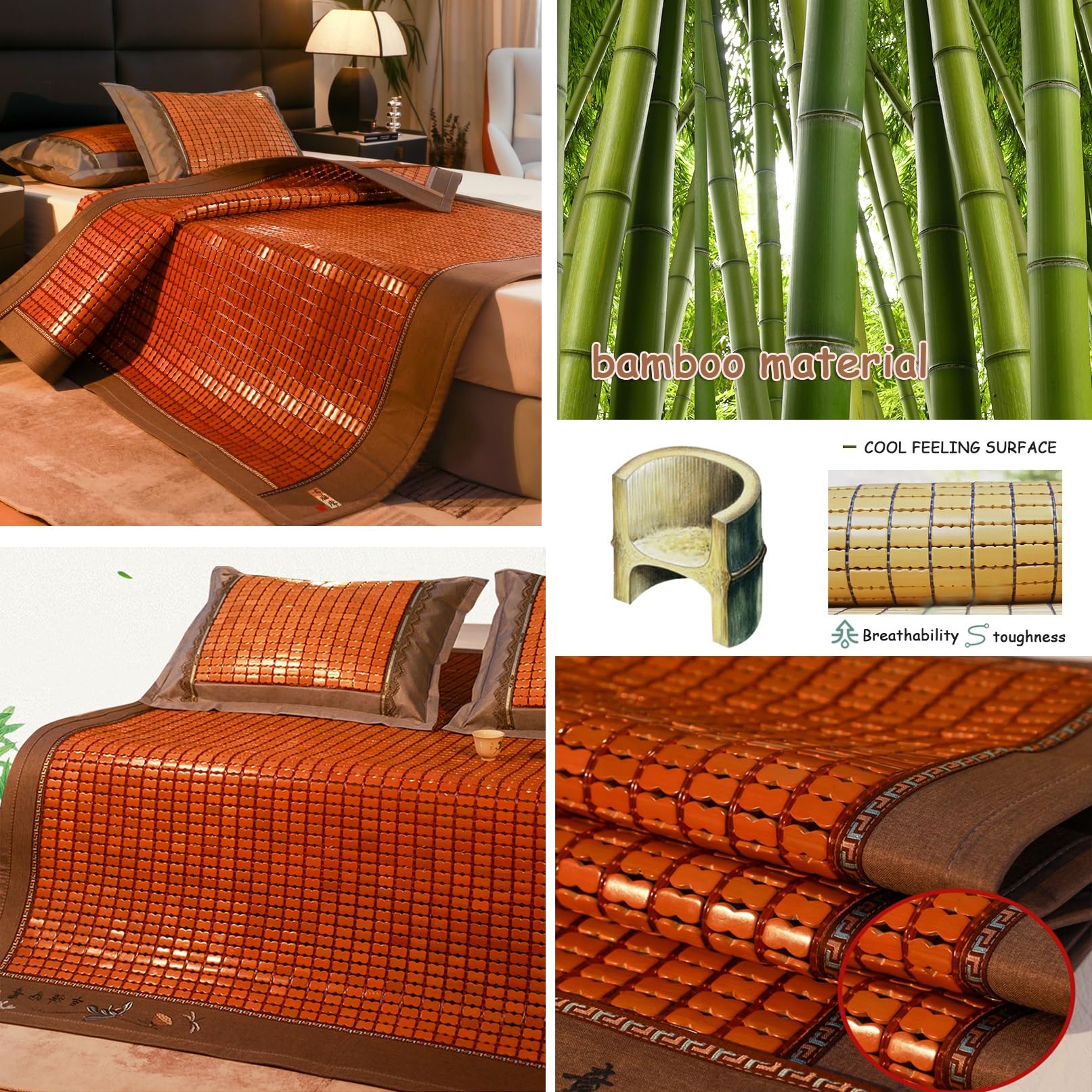 Summer Sleeping Mat Foldable Double Sided Mahjong Cooling pad for Bed Breathable Sleep Mattress Folding Bed Sheet Air Conditioning Mat for Children,Adults and Seniors(120cmx190cm)