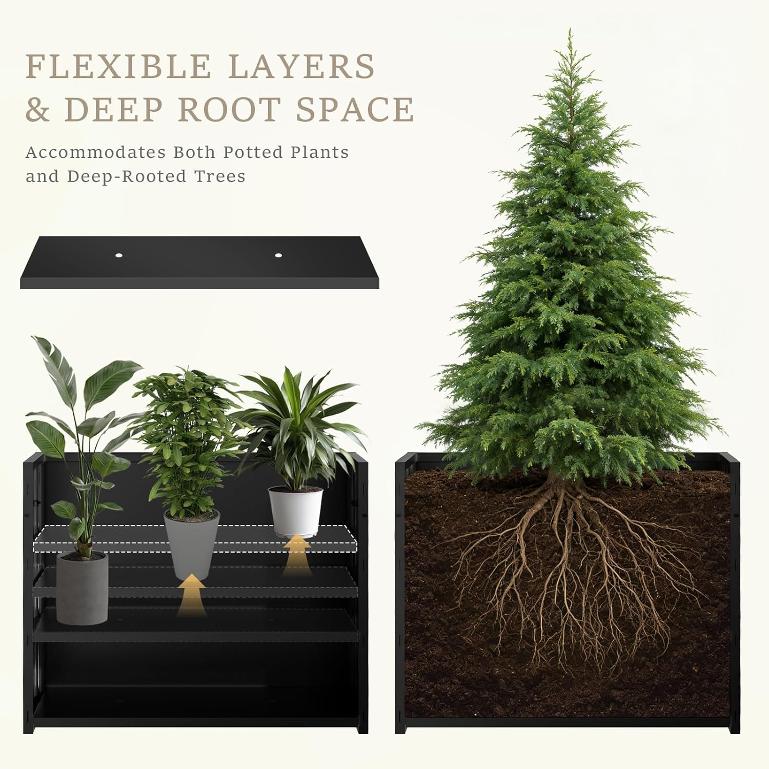 Baotree Metal Planter Box for Outdoor, Garden Planter Spliced Flower Pot with with Removable Insert Shelf, Rust Resistant for Indoor Outdoor Patio Porch Commercial Residential-30 x 24" x 12"