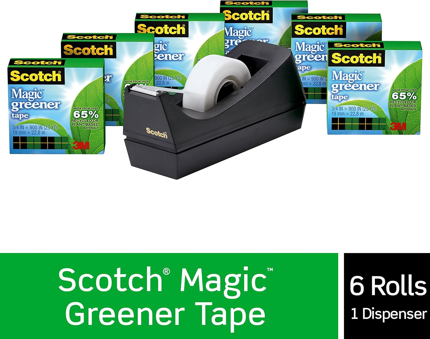 Ruban Adhésif Magic Tape Scotch Greener Choice - 19mm X 15m - Invisible, écologique, Pour Documents