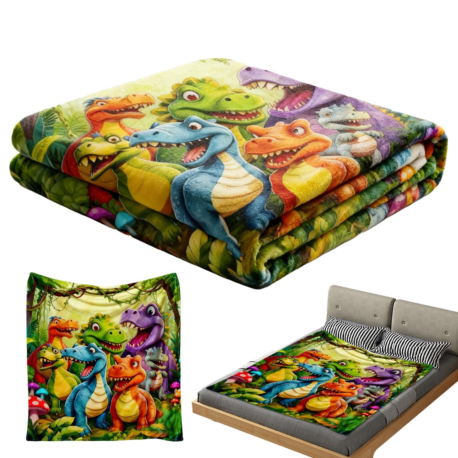Couverture dinosaure été hiver plaid matelassé lit