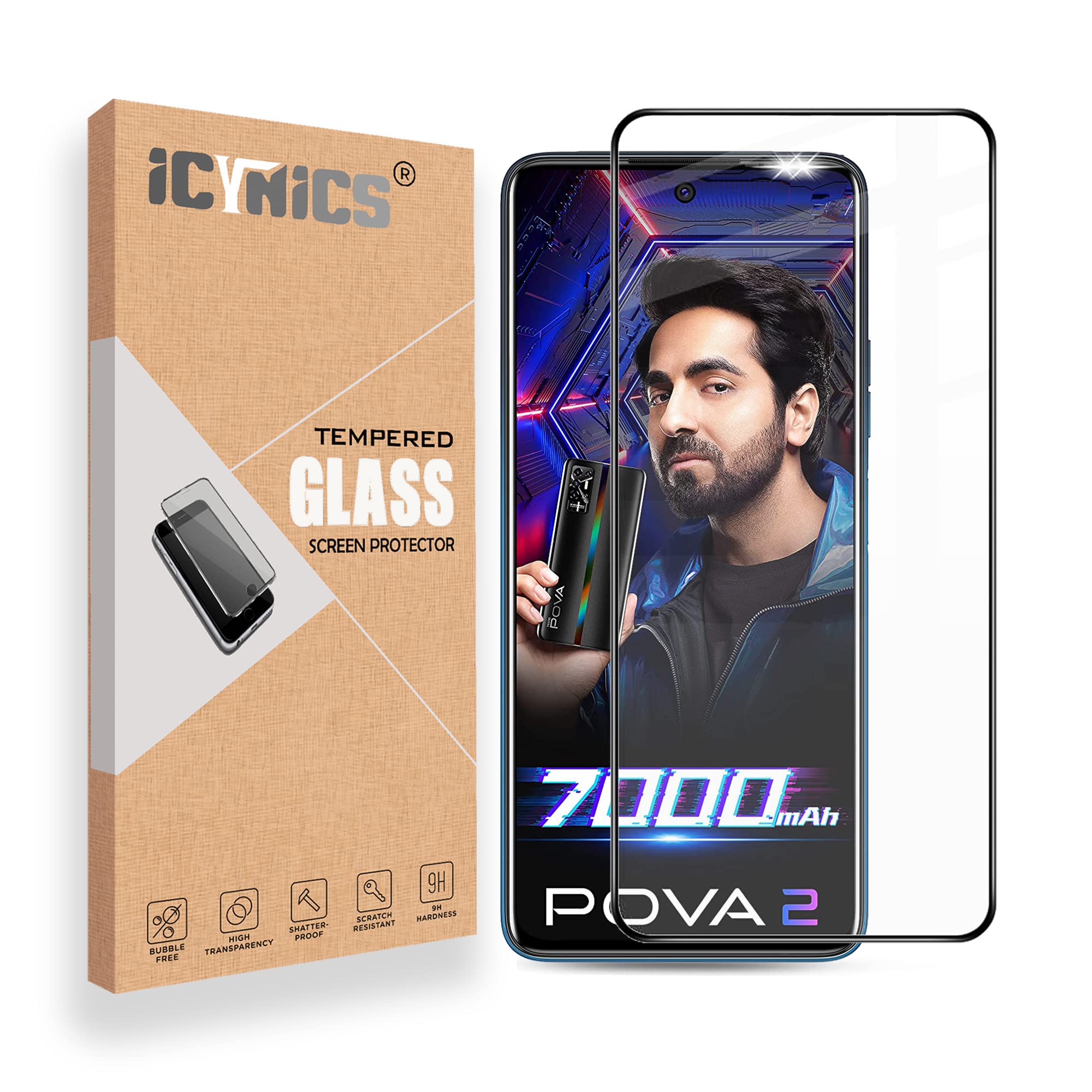 ICYNICS 11D Tempered Glass for Tecno POVA 2 Bubble-Free, HD Clear, Anti-Scratch with Edge to Edge Full Screen Coverage & Easy Installation (Pack of 1) (B0BTDVTS65) Amazon Price History, Amazon Price Tracker