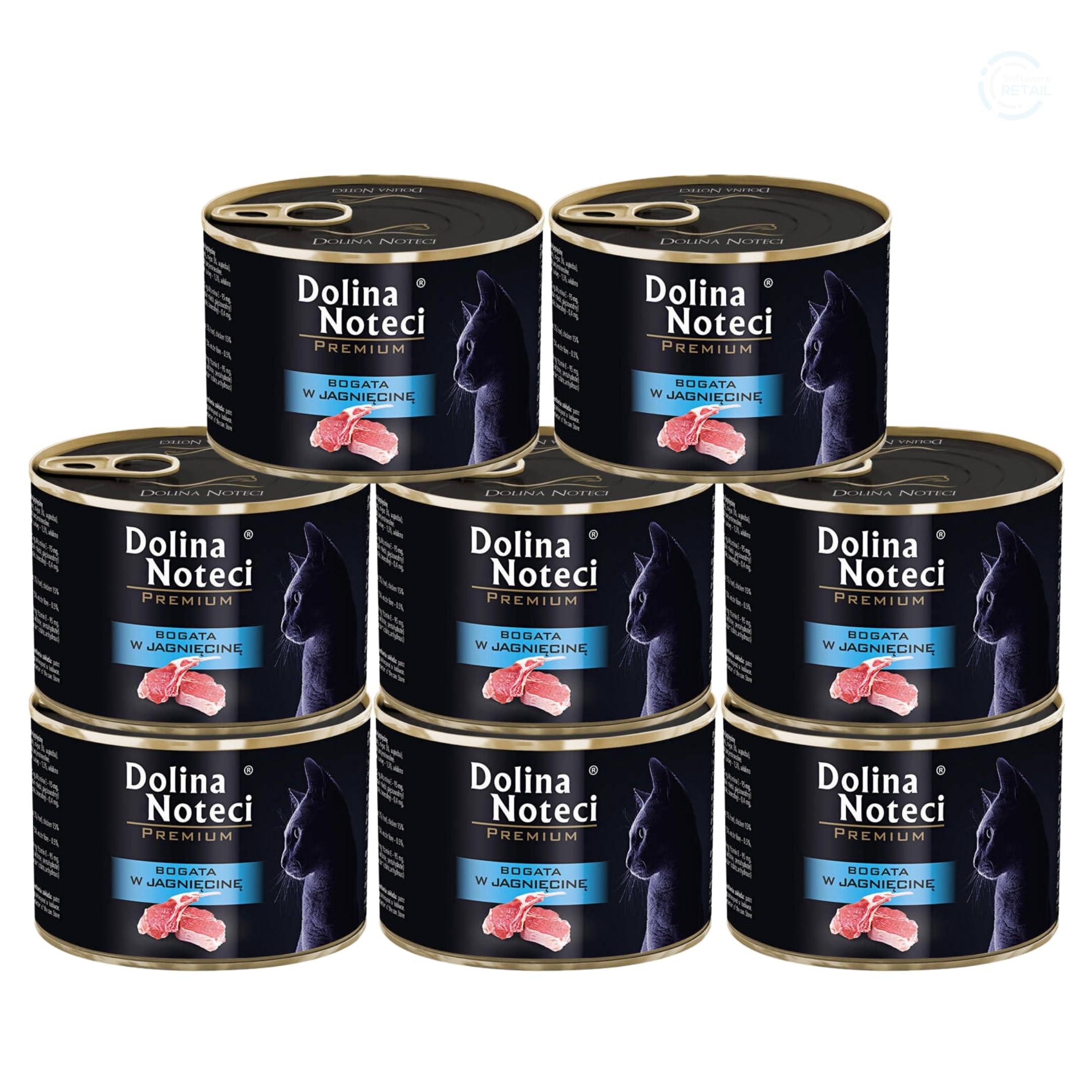 Dolina Noteci Premium Moist & Juicy Wholesome Grain-Free Cat Food - Natural Meat Recipes Enriched with Vitamins & Minerals for Happy, Healthy Cats! (Lamb, 8x185g)