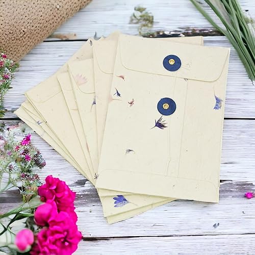 Miniatura 3 de Kathmandu Valley Co. Sobre de papel Lokta hecho a mano con cierre de botón de cuerda, funda para documentos, para invitaciones, correos, 4.5 x 6.5