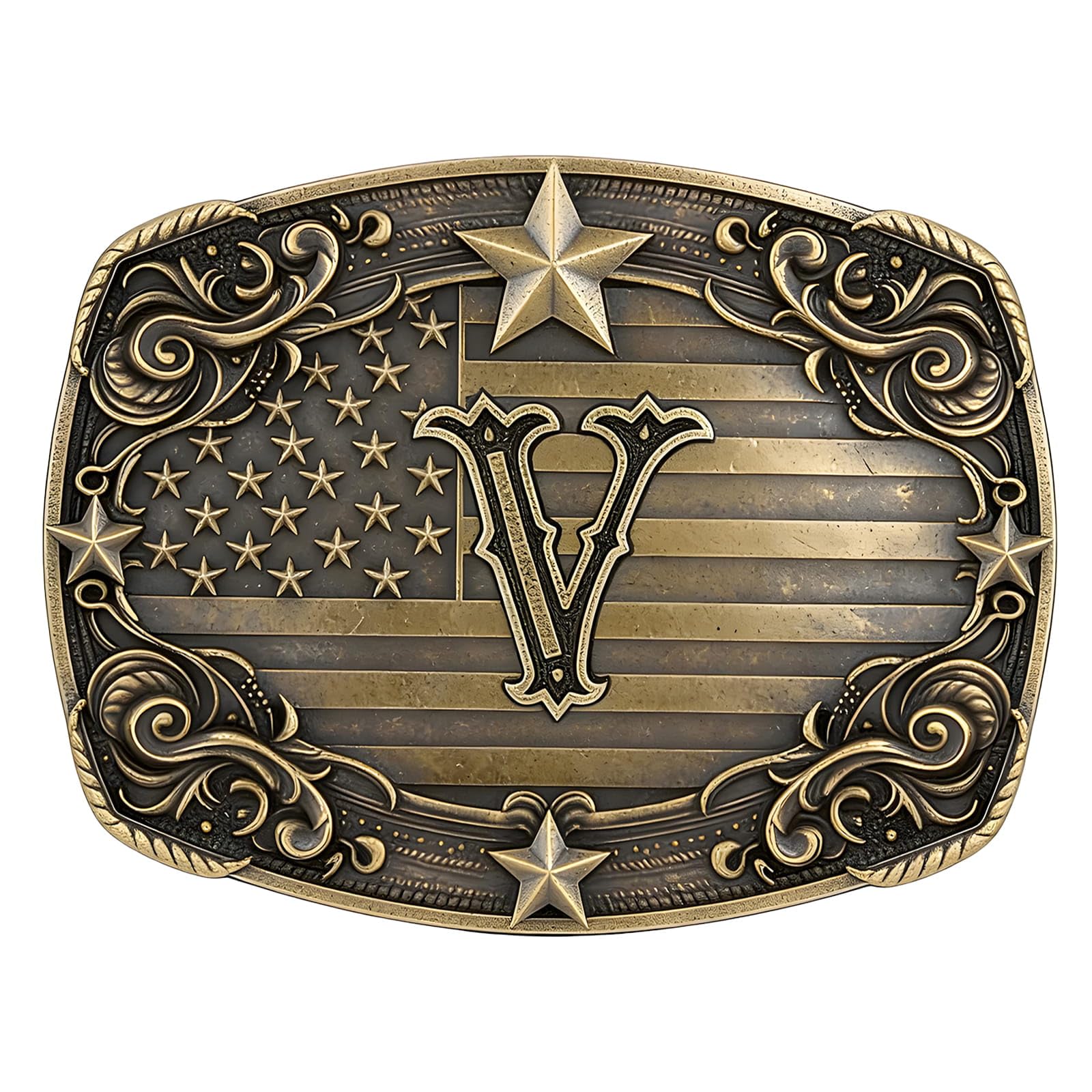 Western Cowboy Vintage Rodeo A-Z Initial Letter Belt Buckle Men