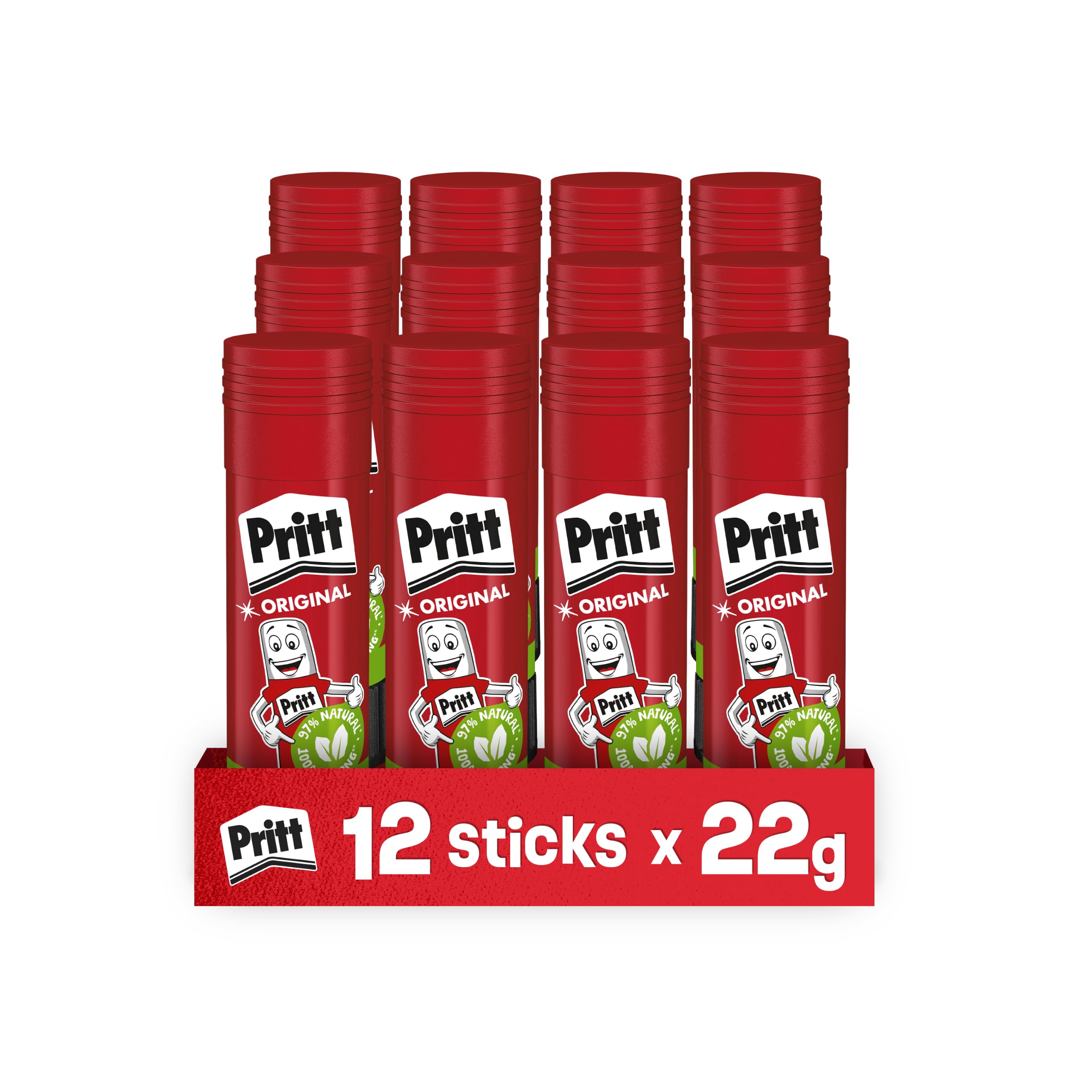 Pritt Colla Stick, Colla trasparente per scuola e ufficio, 12 x 22 g
