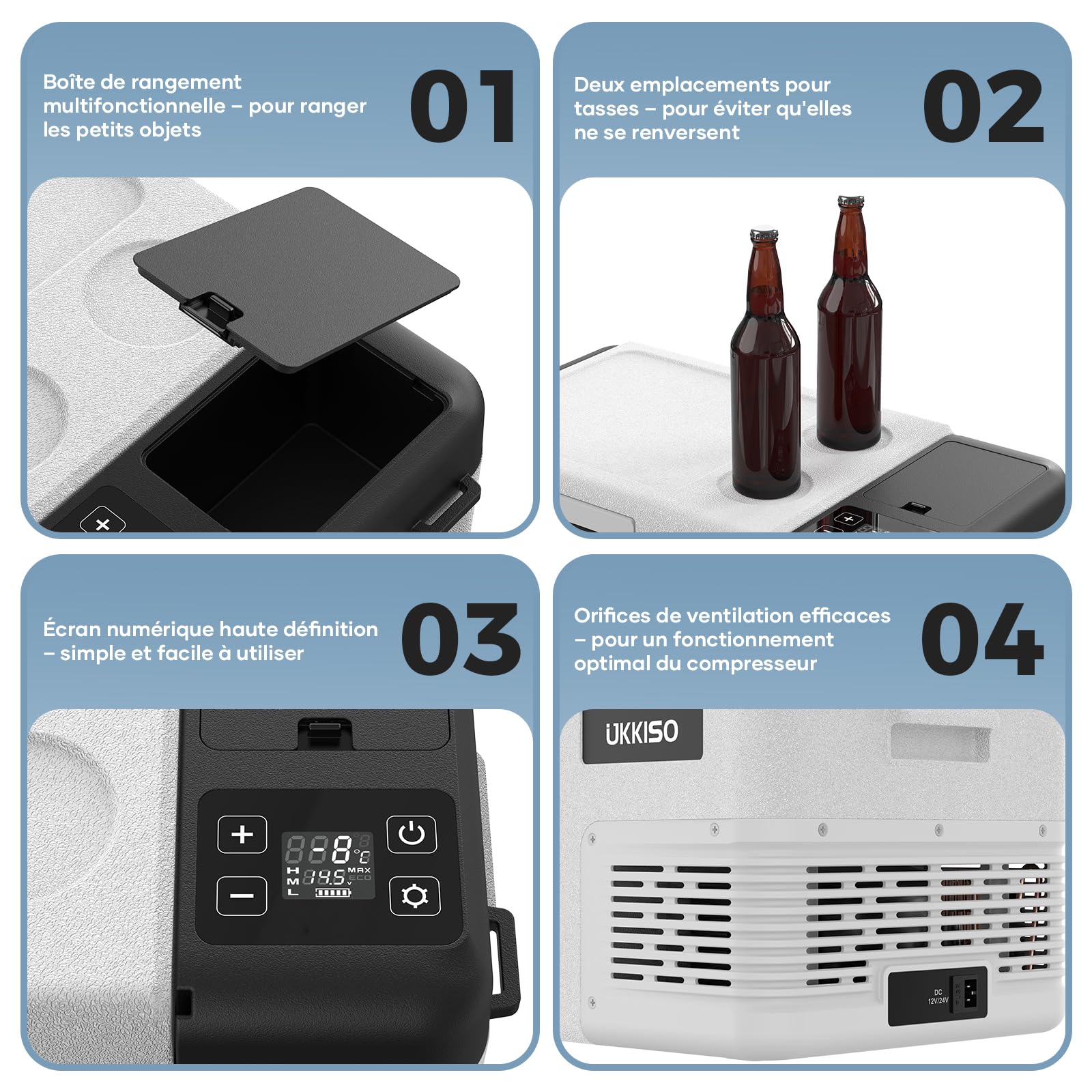 22L Glacière Électrique,12V Frigo Camping, -20℃ à 20℃ Glaciere Electrique Voiture, Maison, Dortoir, Camion, Bateau, Camping