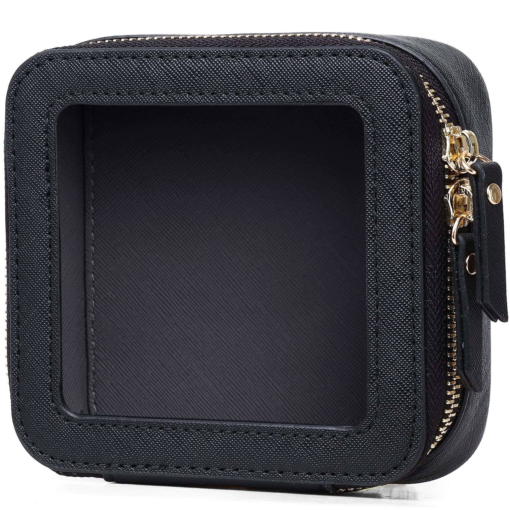 Small Clear Makeup Bag for Women Mini Cosmetic Bag Travel Toiletry Bag Purse Organizer with Zipper Car Essentials (Black, Mini)