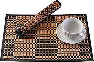 Elegant Wood Dining Table Decor - Bamboo Table Mats Set of 4