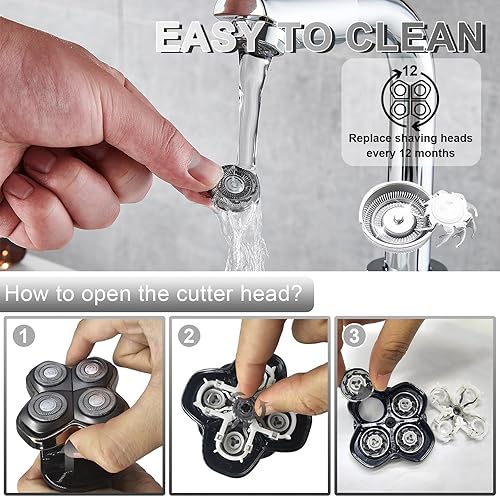 Miniatura 3 de 16 cabezales de repuesto para afeitadora, compatible con cuchillas de repuesto para afeitadora Skull Shaver Pitbull Gold PRO 4 cabezales