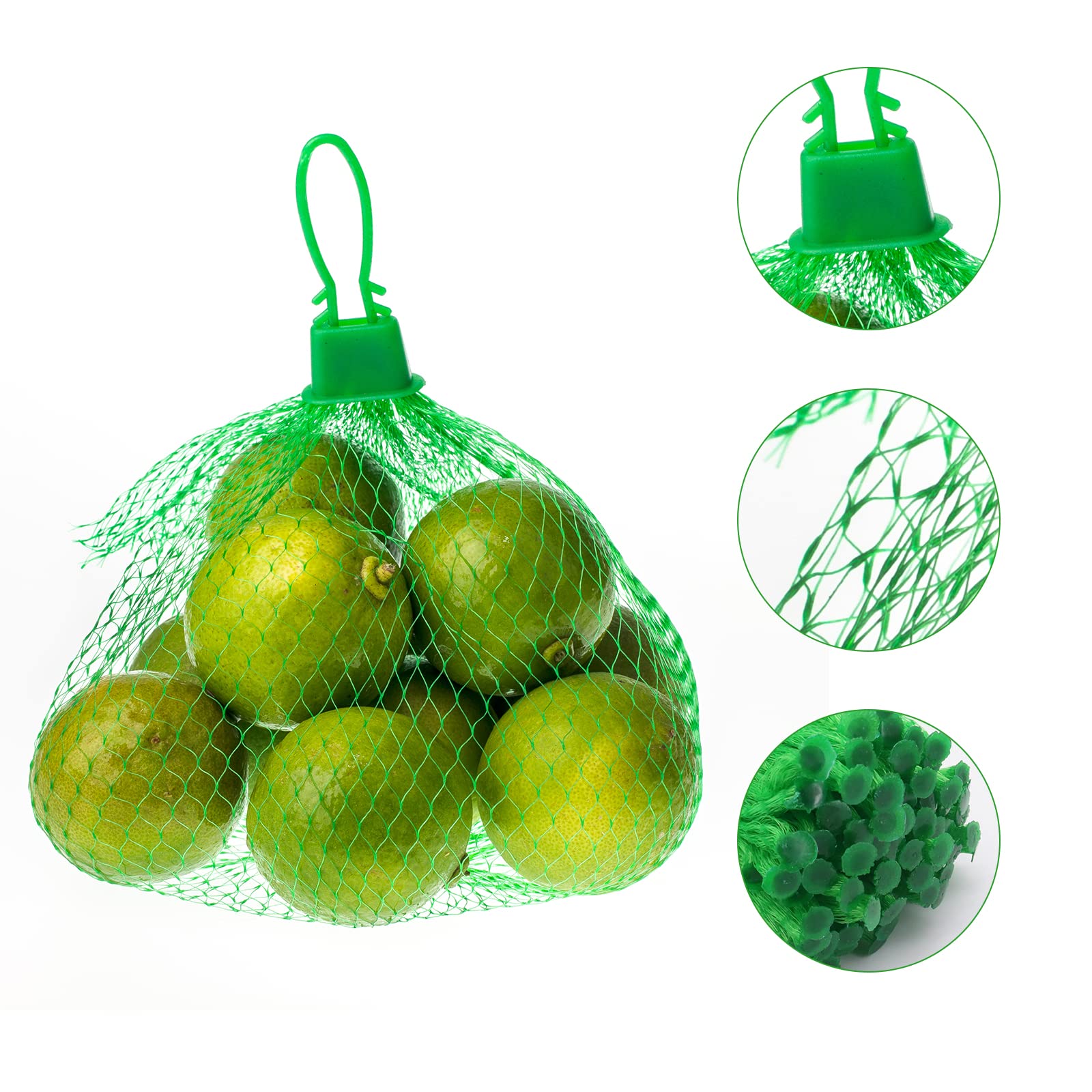 Lot de 100 sacs en filet réutilisables pour ranger les œufs, fruits et noix, vert