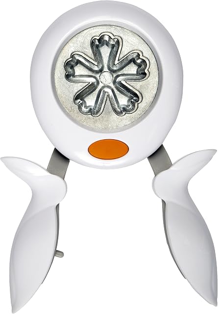 Fiskars Szczypce do wykrawania z motywem, kwitnące, długość: 3,8 cm, dla lewo- i praworęcznych, wysokiej jakości stal/tworzywo sztuczne, biały/pomarańczowy, L, 1016280