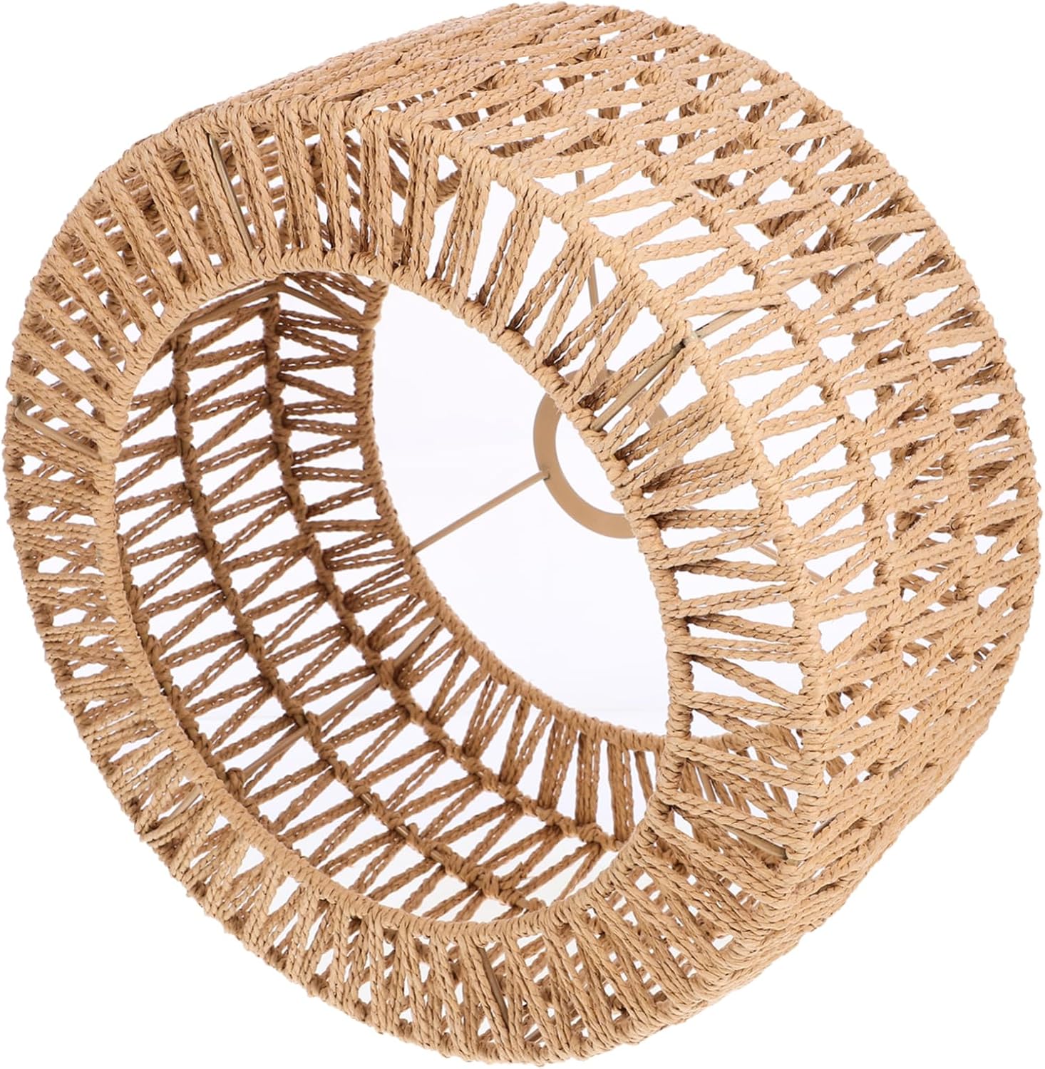 Cabilock Rustic Straw Rope Lampshade Large Woven Ceiling Lamp Cover Lightweight Pendant Light Fixture for Bedroom Hotel Kitchen Decor