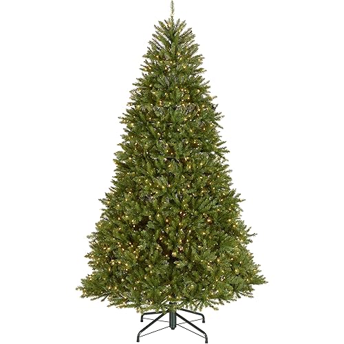 National Tree Company Pre-Lit Artificial Full Christmas Tree, Green, Dunhill Fir, White Lights, Includes Stand, 9 Feet
