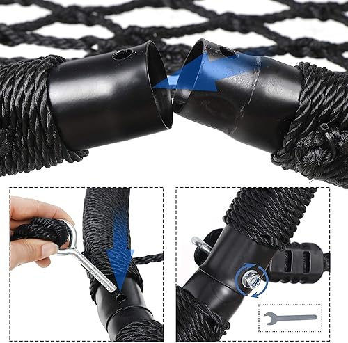 Miniatura 3 de ZENY Columpio de tela de araña de 48 pulgadas para niños, plataforma redonda para exteriores, patio de juegos, columpio de cuerda para árbol o