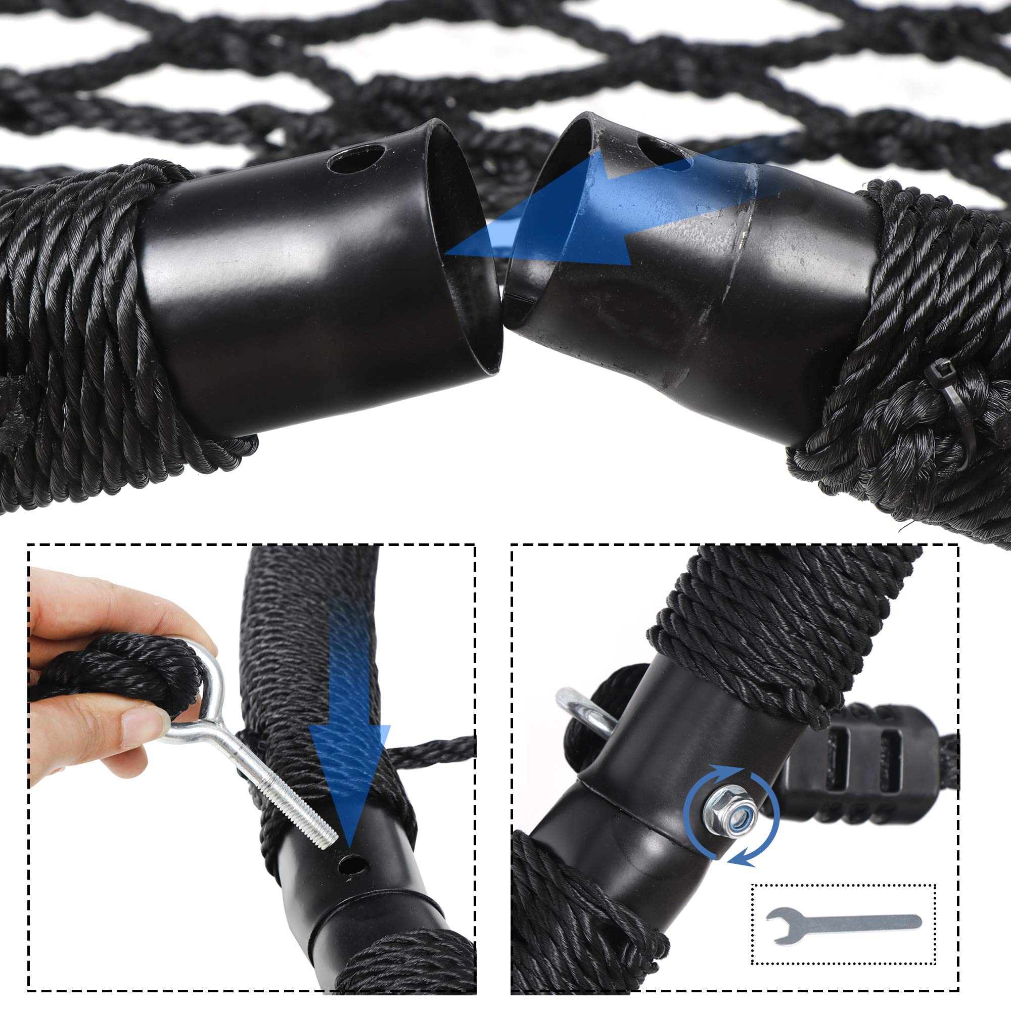 SUPER DEAL Largest 48" Web Tree Swing Set - Extra Large Platform - 360 Rotate°- 71inch Adjustable Hanging Ropes - Attaches to Trees or Existing Swing Sets for Multiple Kids or Adult