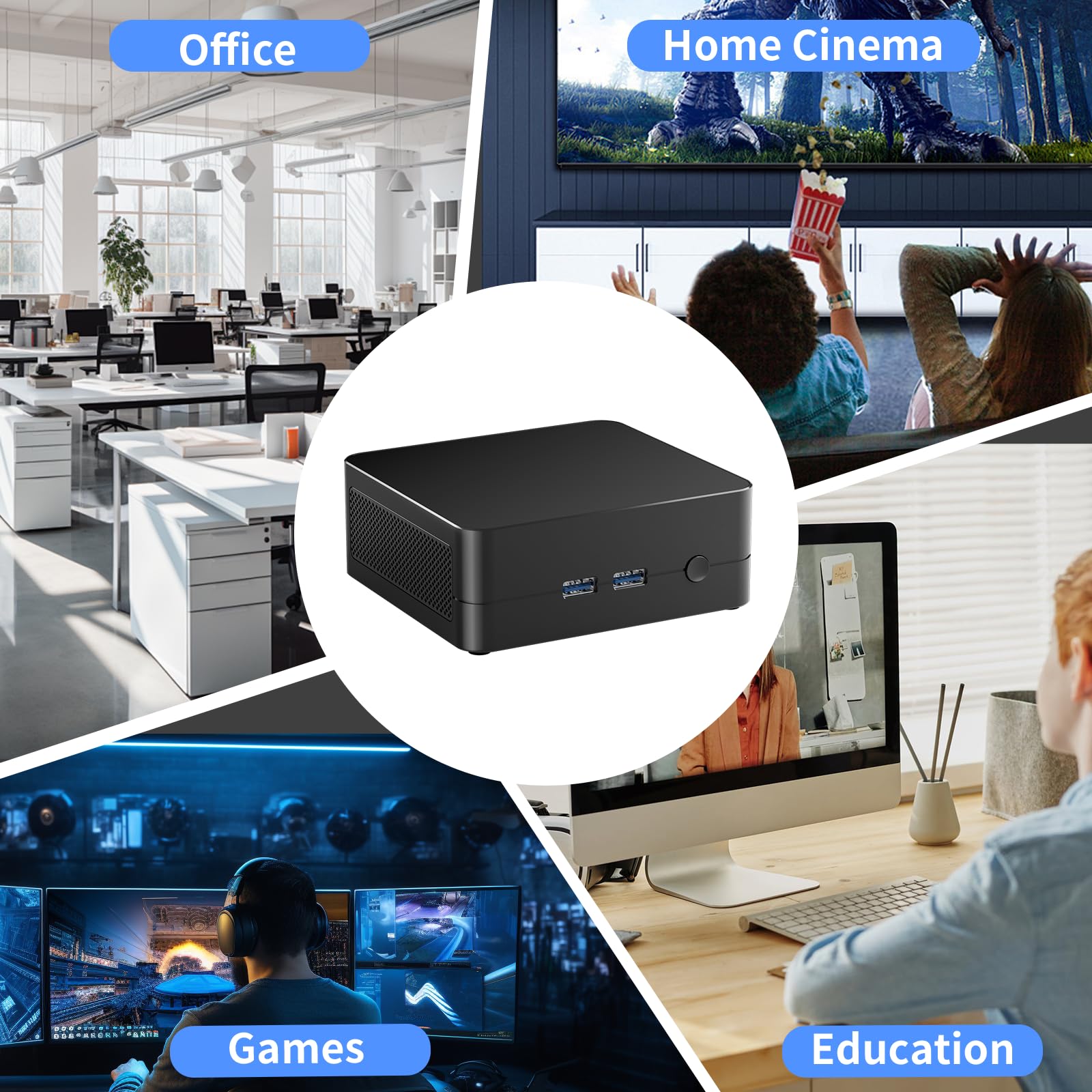 Ryzen 5625U Mini-PC Ryzen 6-Kern 12-Thread (bis zu 4,3 GHz) All-in-One-PC Windows 11 Pro/WiFi/Bluetooth 5.2 / DC/RJ45 1000M Ethernet/USB*4 / USB-C / 2*HDMI (kein Arbeitsspeicher, Keine SSD)