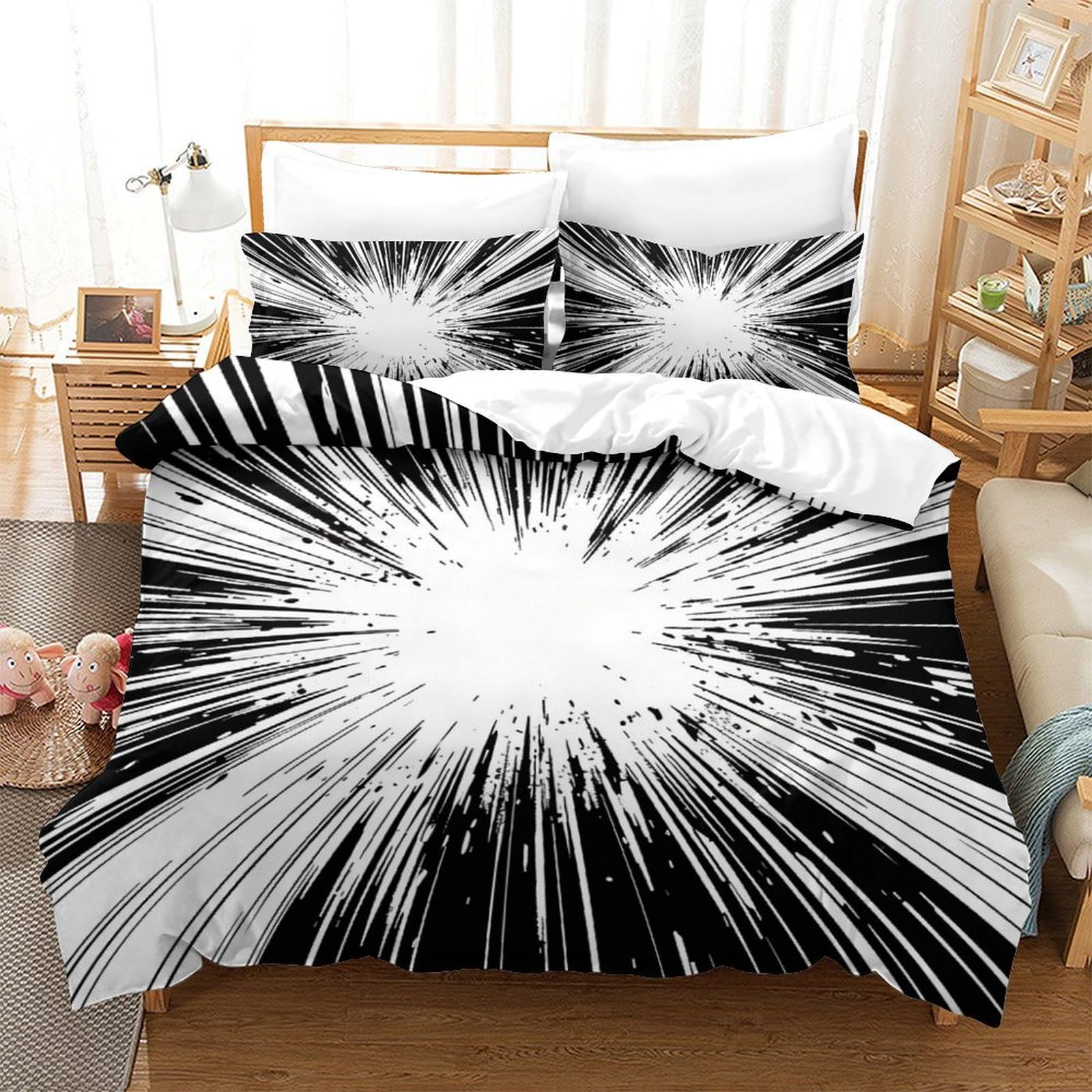 Housse de couette 200x200 cm avec 2 taies d'oreiller lit double imprimé 3D enfant et adulte