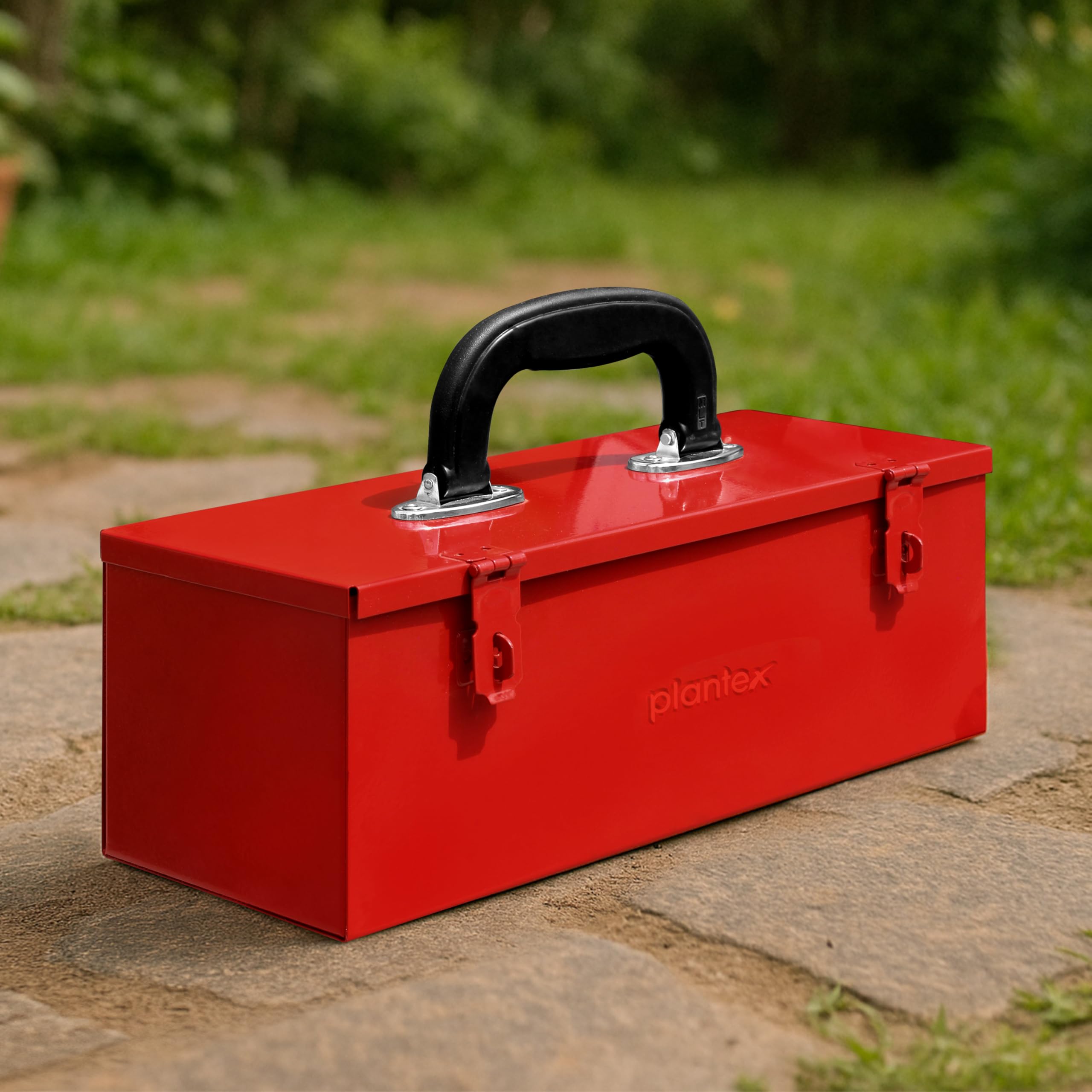 Plantex Metal Small Tool Box for Tools/Tool Box Empty for Home Use/Compact Tools Box for Home (Red)