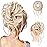 HOOJIH Messy Bun Hair Piece, Super Long Tousled Updo Hair Bun Extensions Wavy Hair Wrap Ponytail Hairpieces with Elastic Hair Band for Women HB007 Grace - Platinum with Medium Blonde Mixed