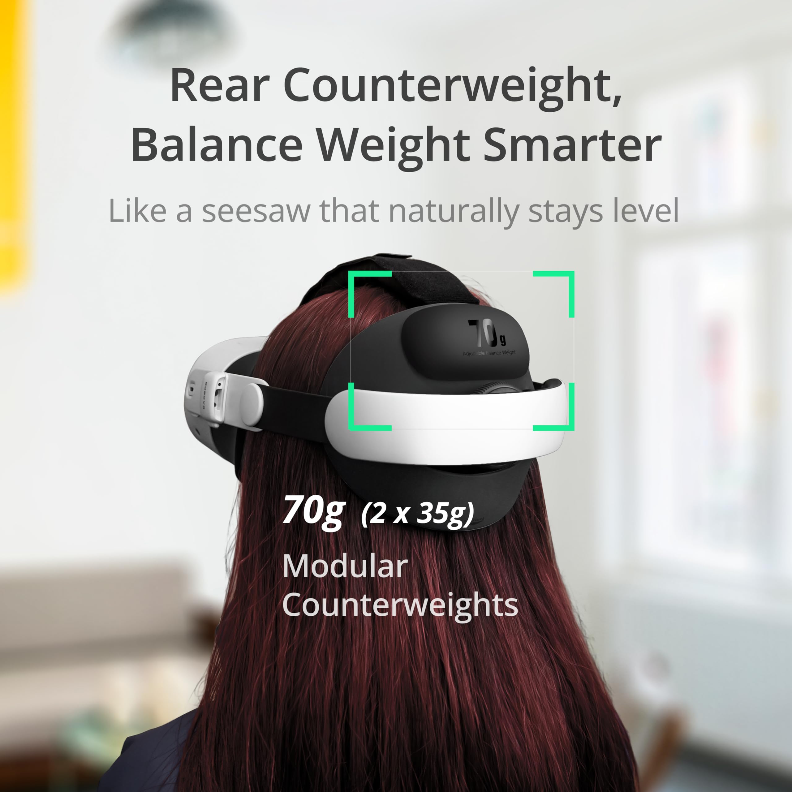 BOBOVR E3 Correa para la Cabez,Compatible con Meta Quest 3/3S, Sistema de Equilibrio Trasero, Bloque de Peso Ajustable de 70g