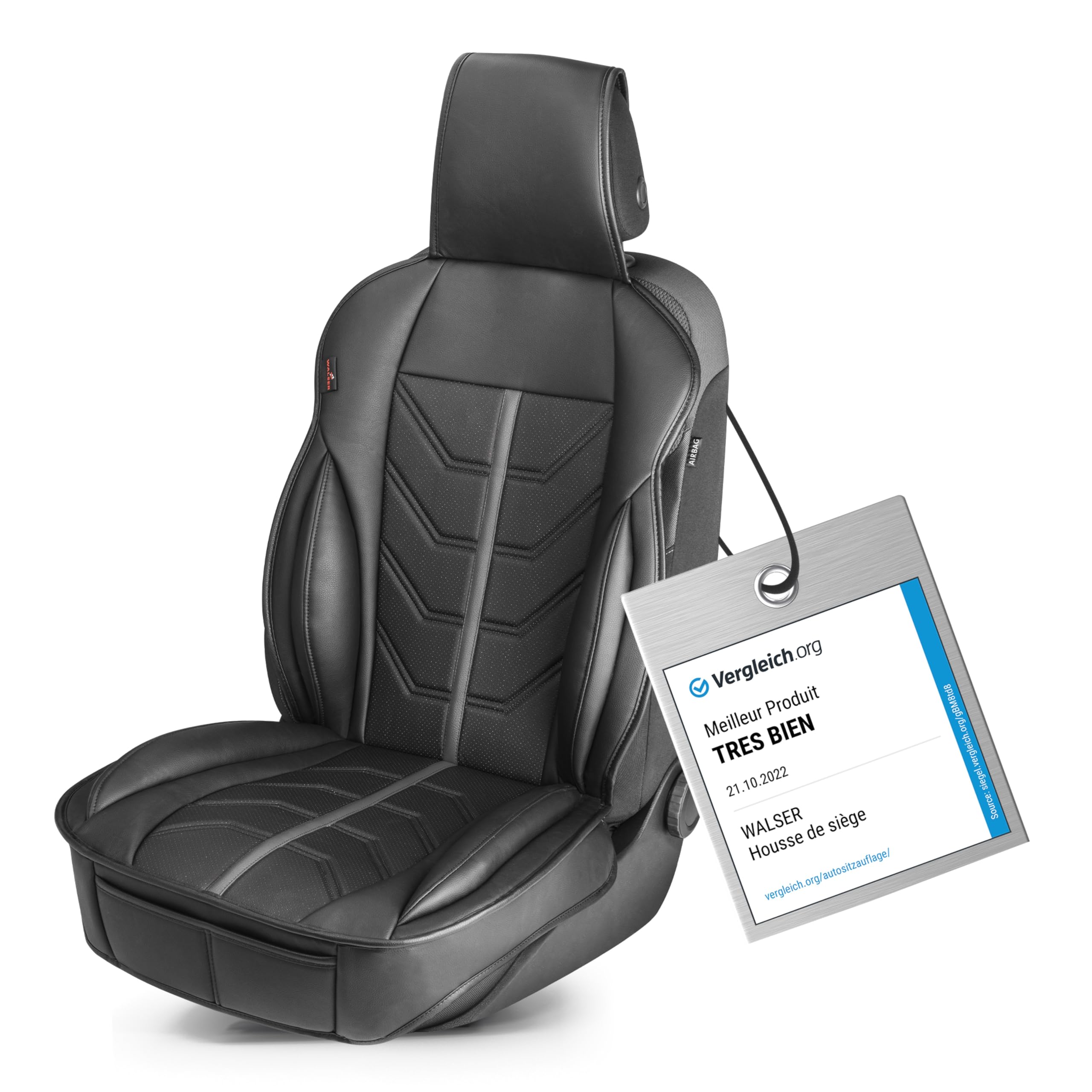 Walser Housse de siège de Voiture, Universel Housse de siège et Coussin de Protection Noir-Gris Kimi, Protection de Place Compatible avec 95% de automóviles (Voiture/Berline/SUV/Camionnette/Fourgon)
