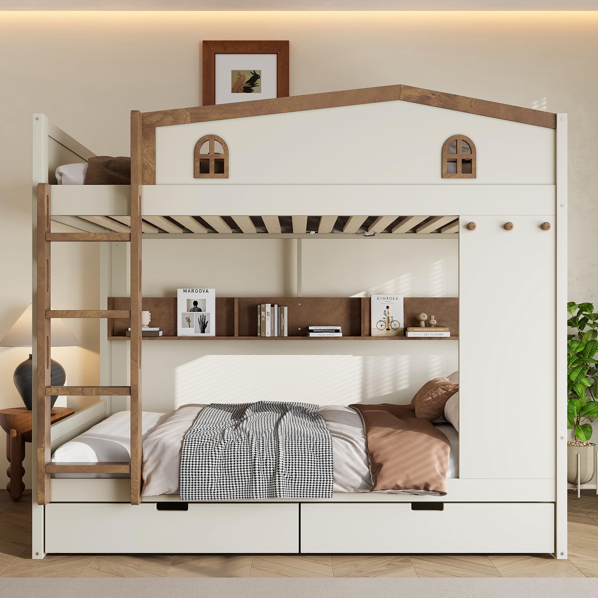 Harper & Bright Queen Bunk Bed Beige
