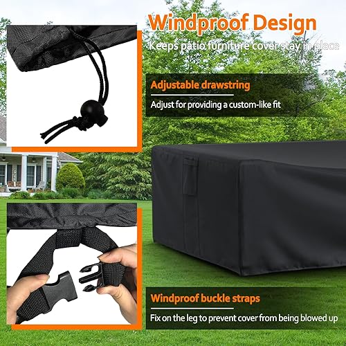 Miniatura 5 de STARTWO Fundas para muebles de patio, impermeables, resistentes al desgarro, rectangular, para mesa y sillas, funda de sofá modular para exteriores,