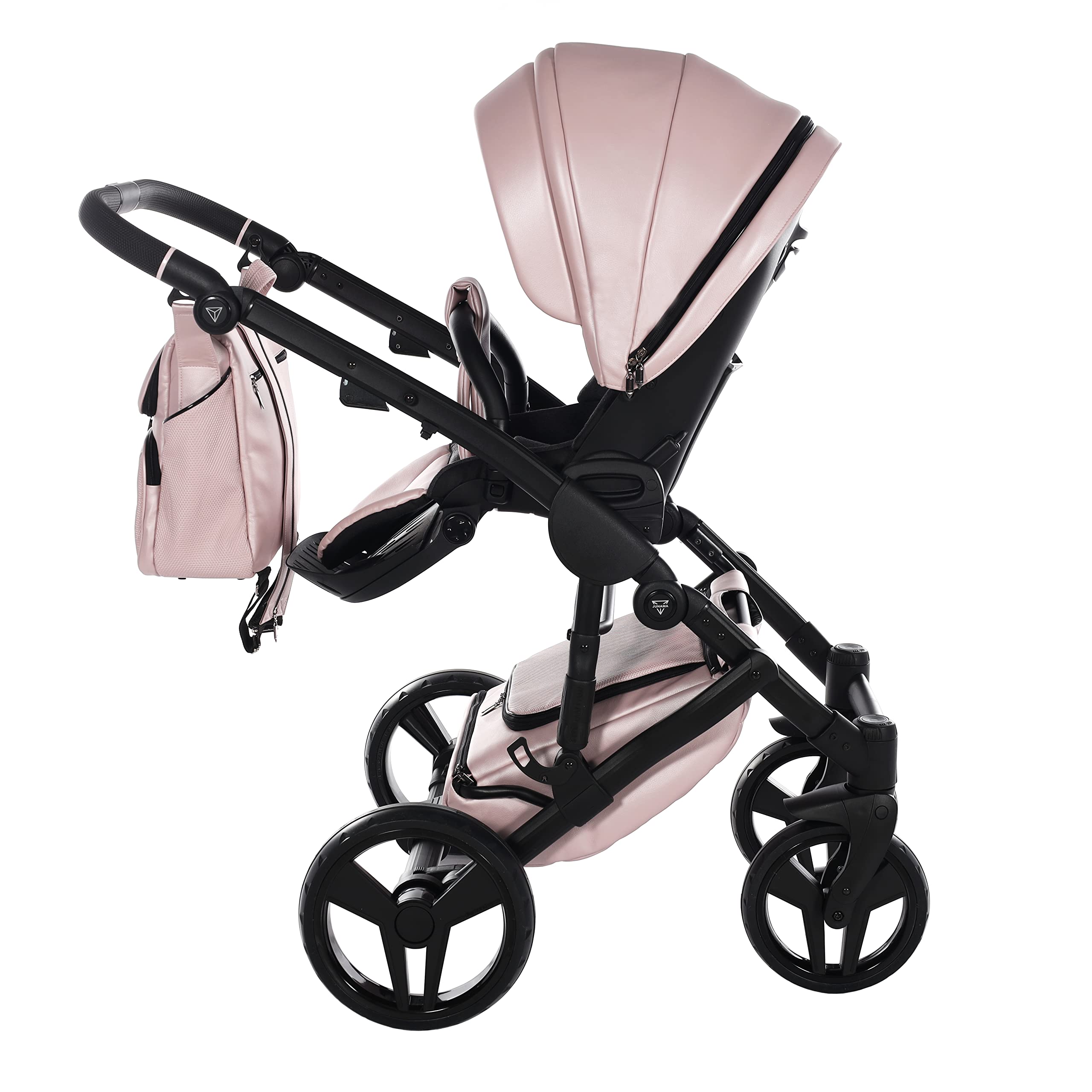 Junama Passeggino TRIO Diamond S Class 02 Rosa e Nero - 2in1 3in1 4in1 + ombrellino (4 in 1 con Base ISOFIX)