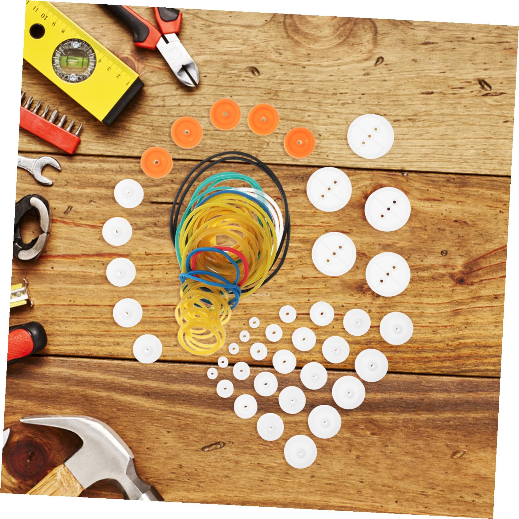 Housoutil Kit de Poulies en Plastique Faciles à Installer Courroie en Caoutchouc et Accessoires Polyvalents pour Modèles DIY Voiture Rc et Jouet à Assembler