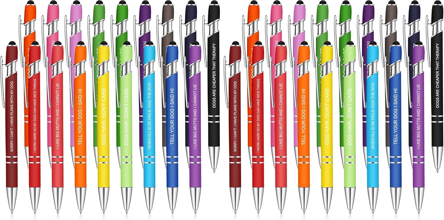 Gueevin 18 Pcs Funny Dog Pens Assorted Colored Cute Dog Lovers Pens Black Ink Ballpoint Funny for Adults for Writing Women Doggy Puppy Coworkers Christmas Office Vet Tech Week Gifts (Pack of 2)